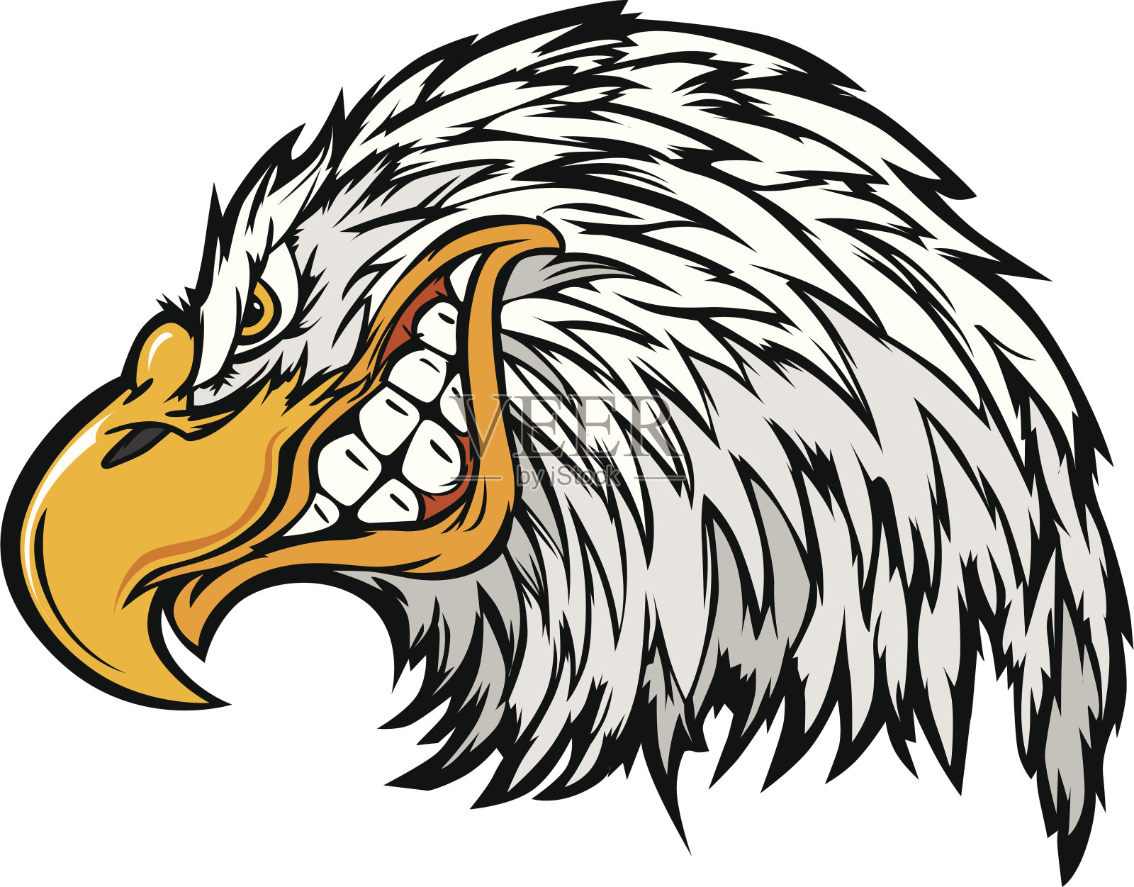 吉祥物头的鹰卡通矢量插图设计元素图片