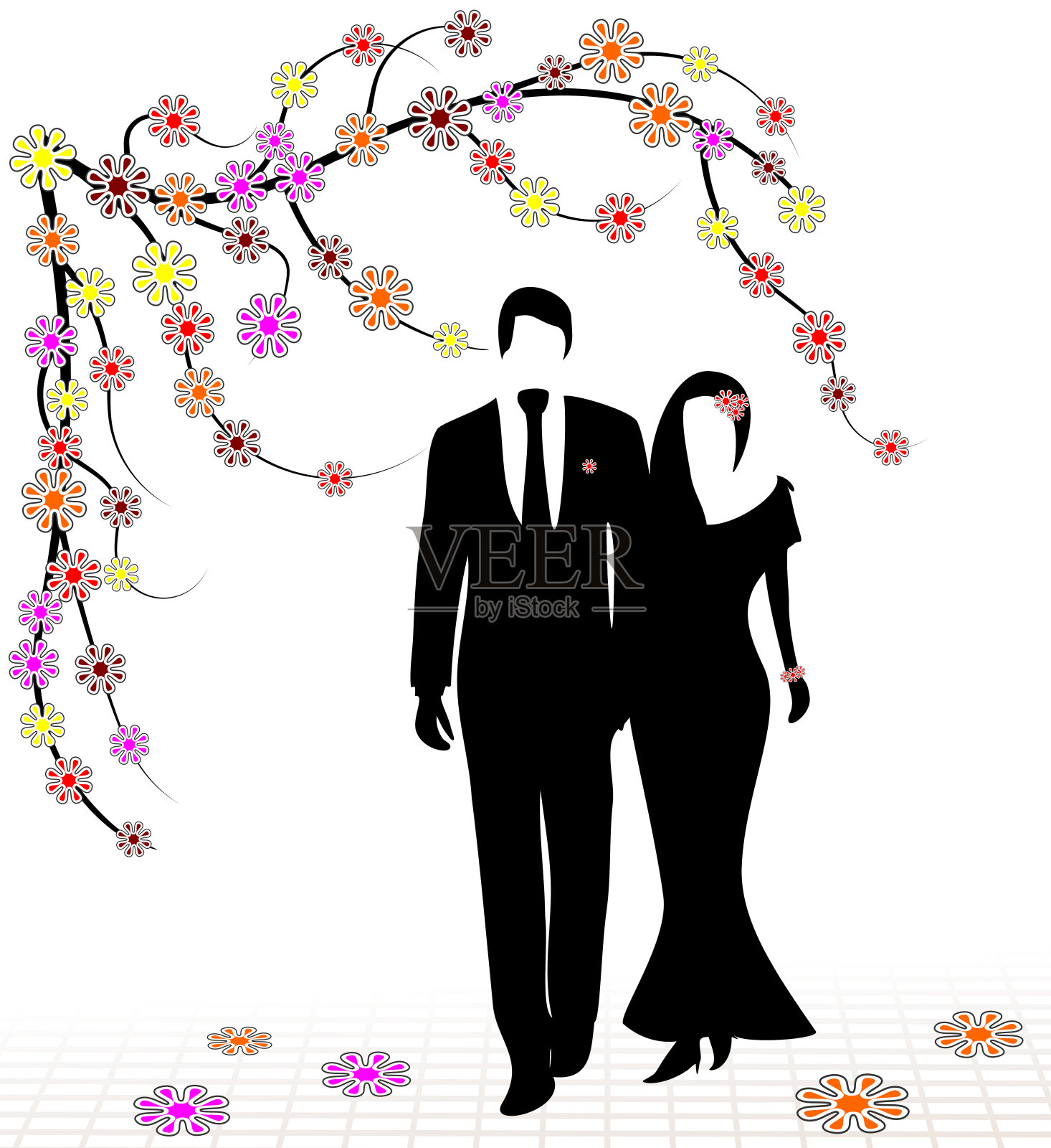春天的婚礼插画图片素材