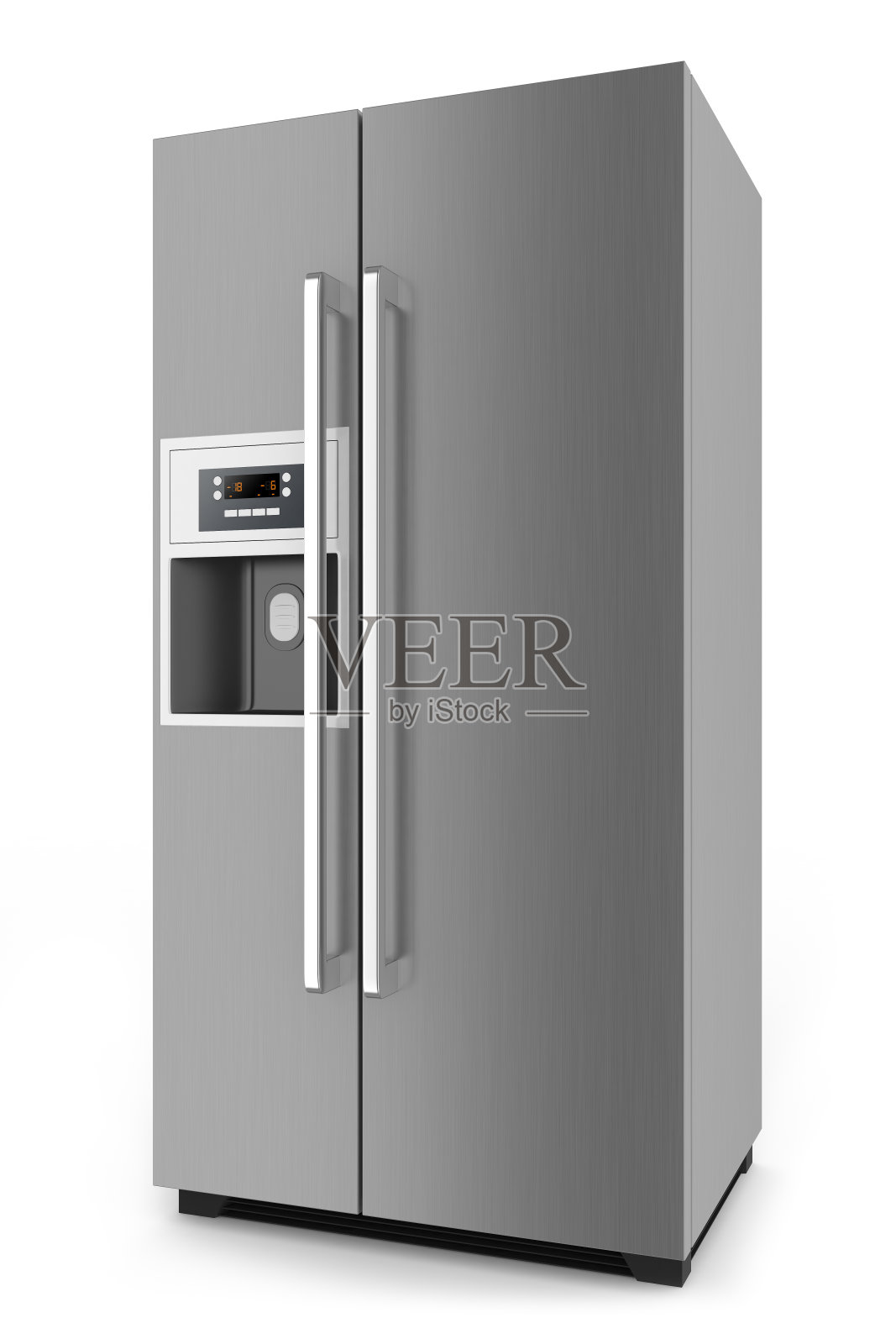 银色冰箱与并排的门系统照片摄影图片