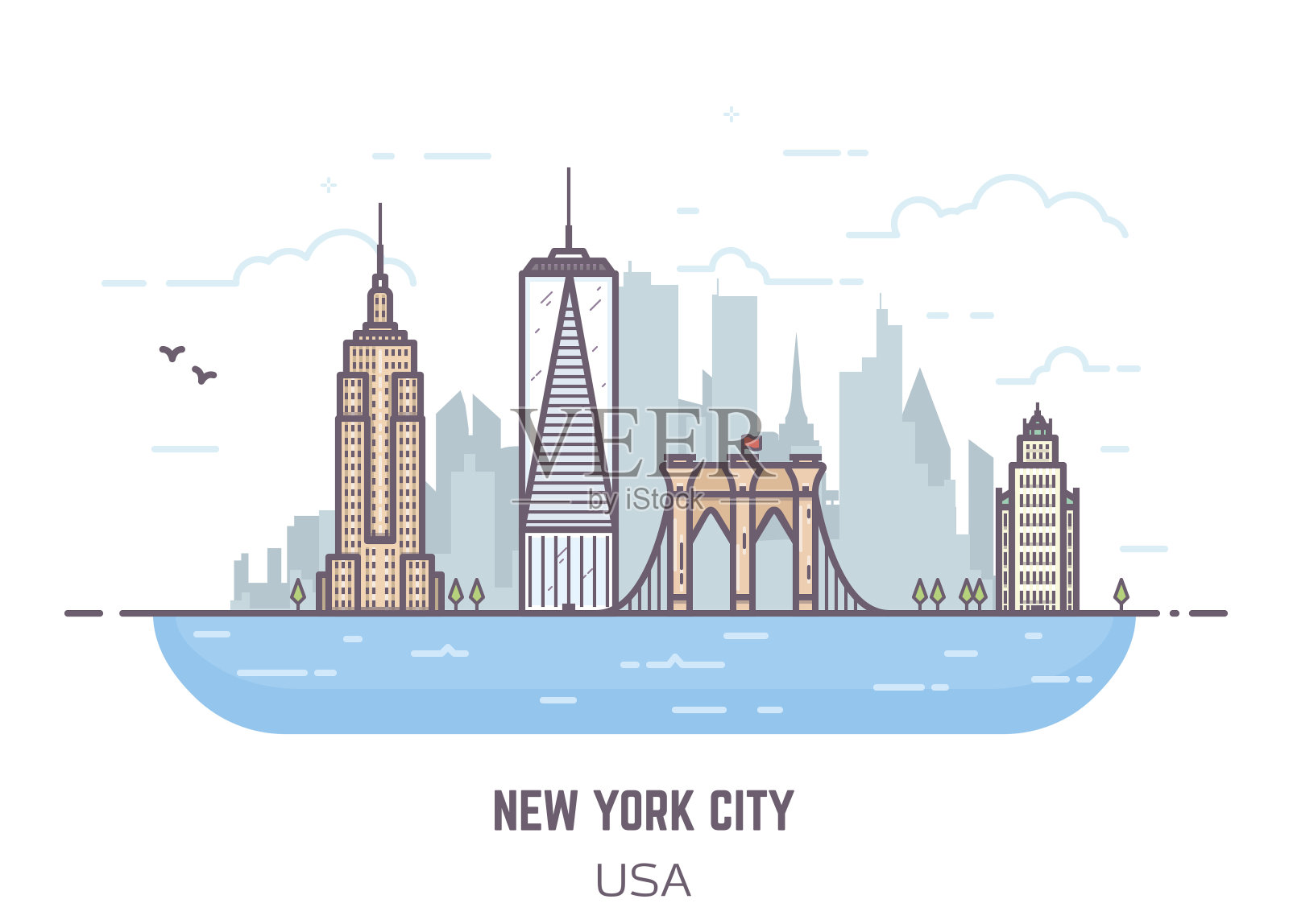 纽约全景插画图片素材