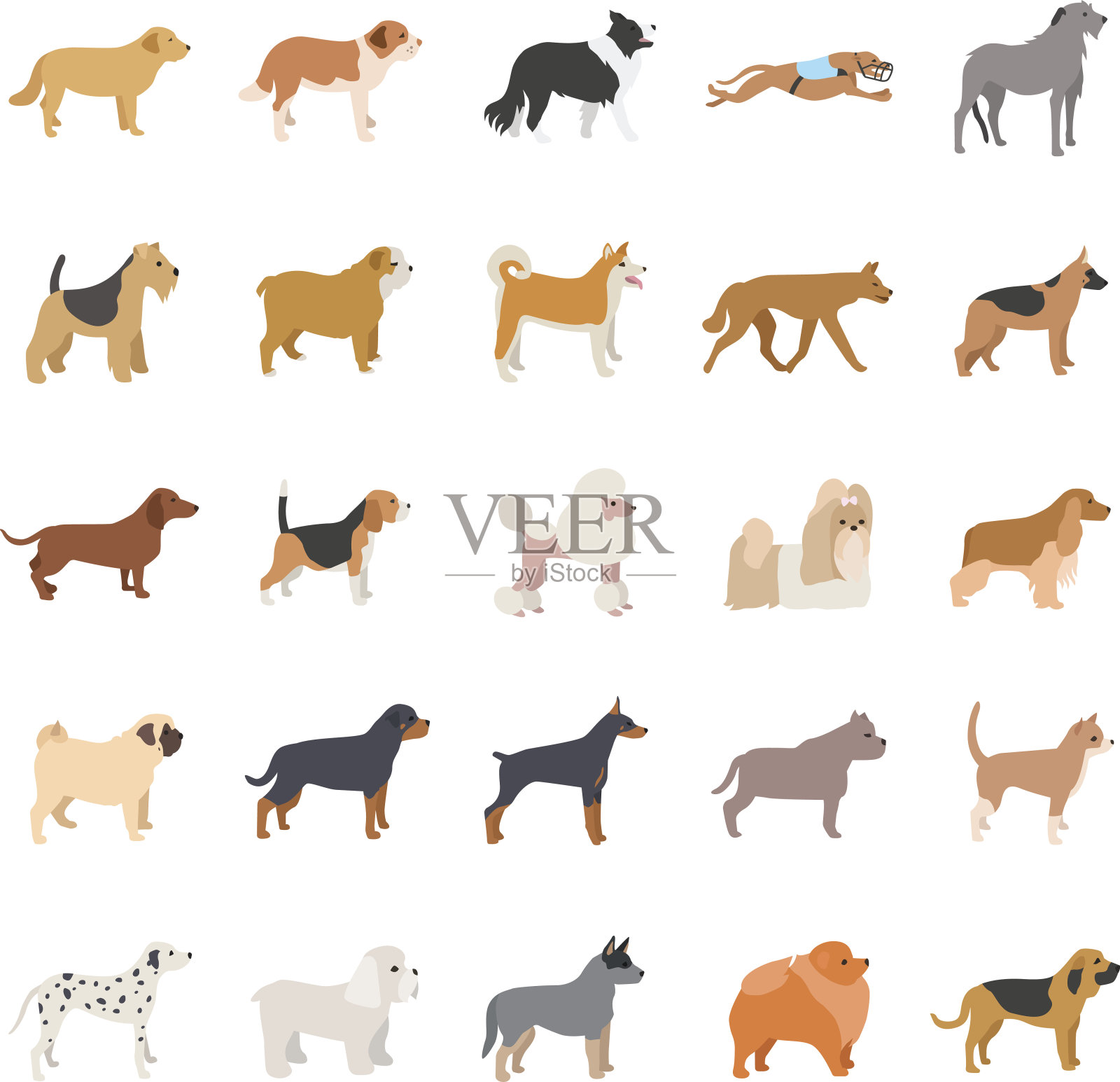 狗的颜色矢量图标插画图片素材
