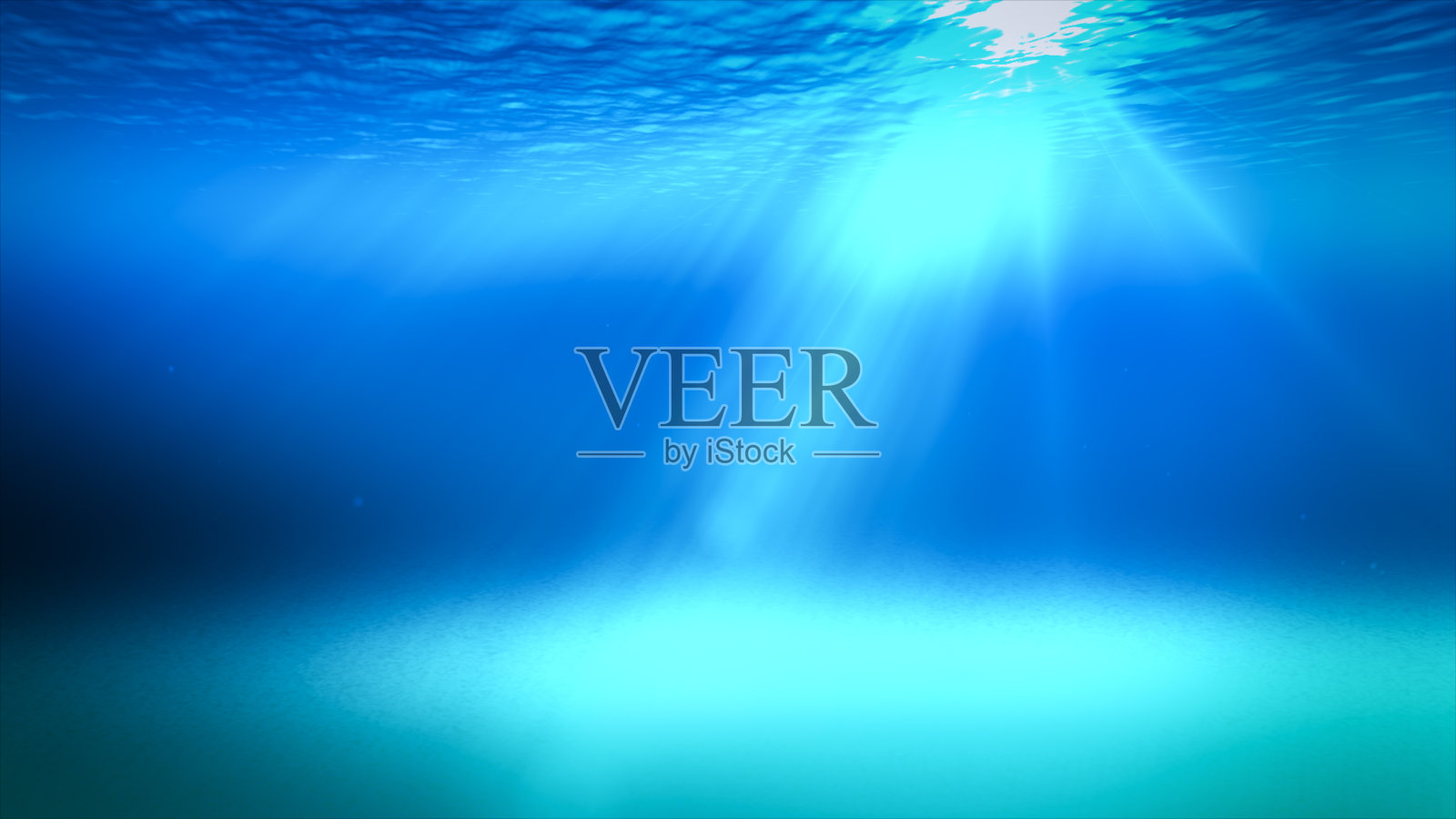 水下的背景。蓝色水下波纹和波浪灯。插画图片素材