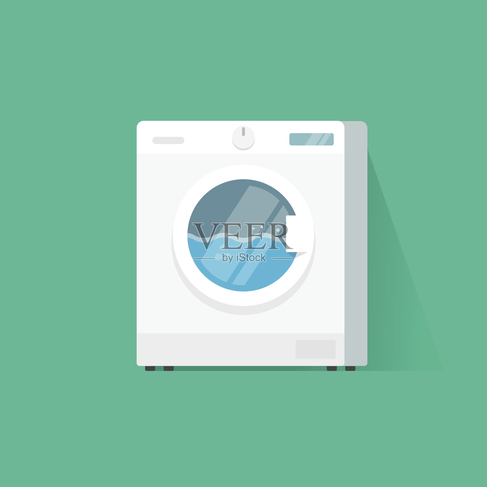 洗衣机矢量平面卡通矢量插图，工作洗衣机或洗衣机隔离插画图片素材