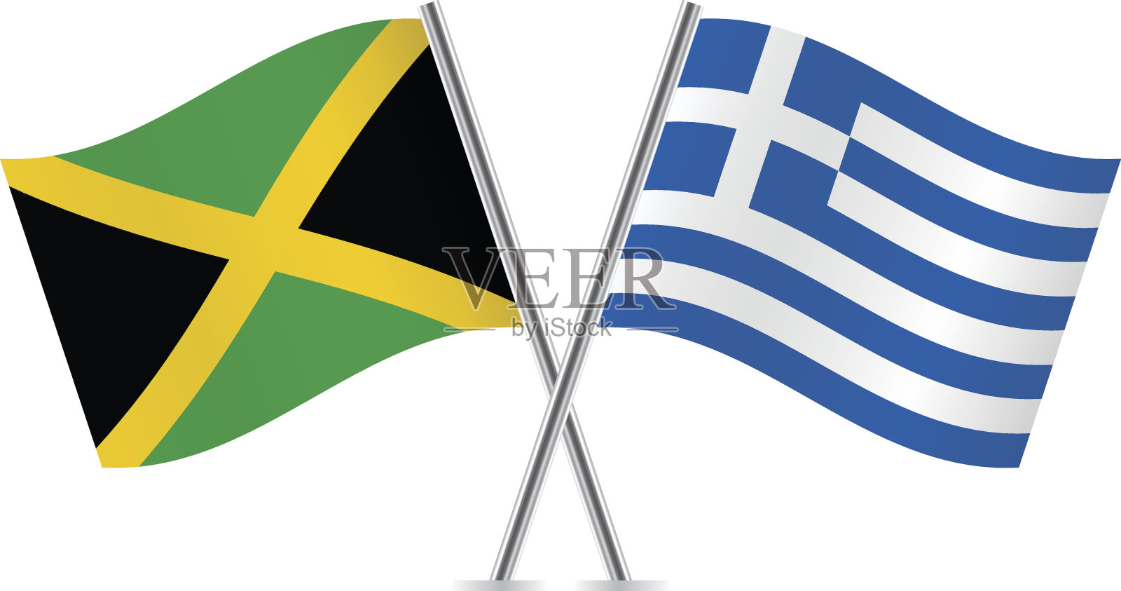 希腊和牙买加国旗。向量。插画图片素材