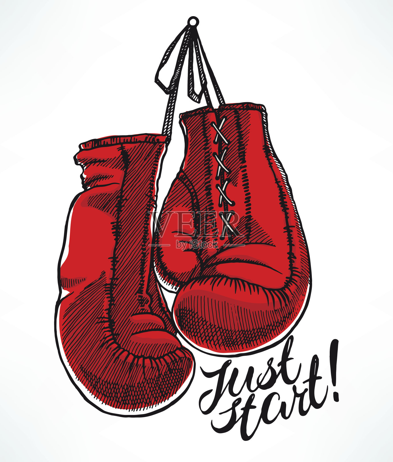 红色的拳击手套插画图片素材
