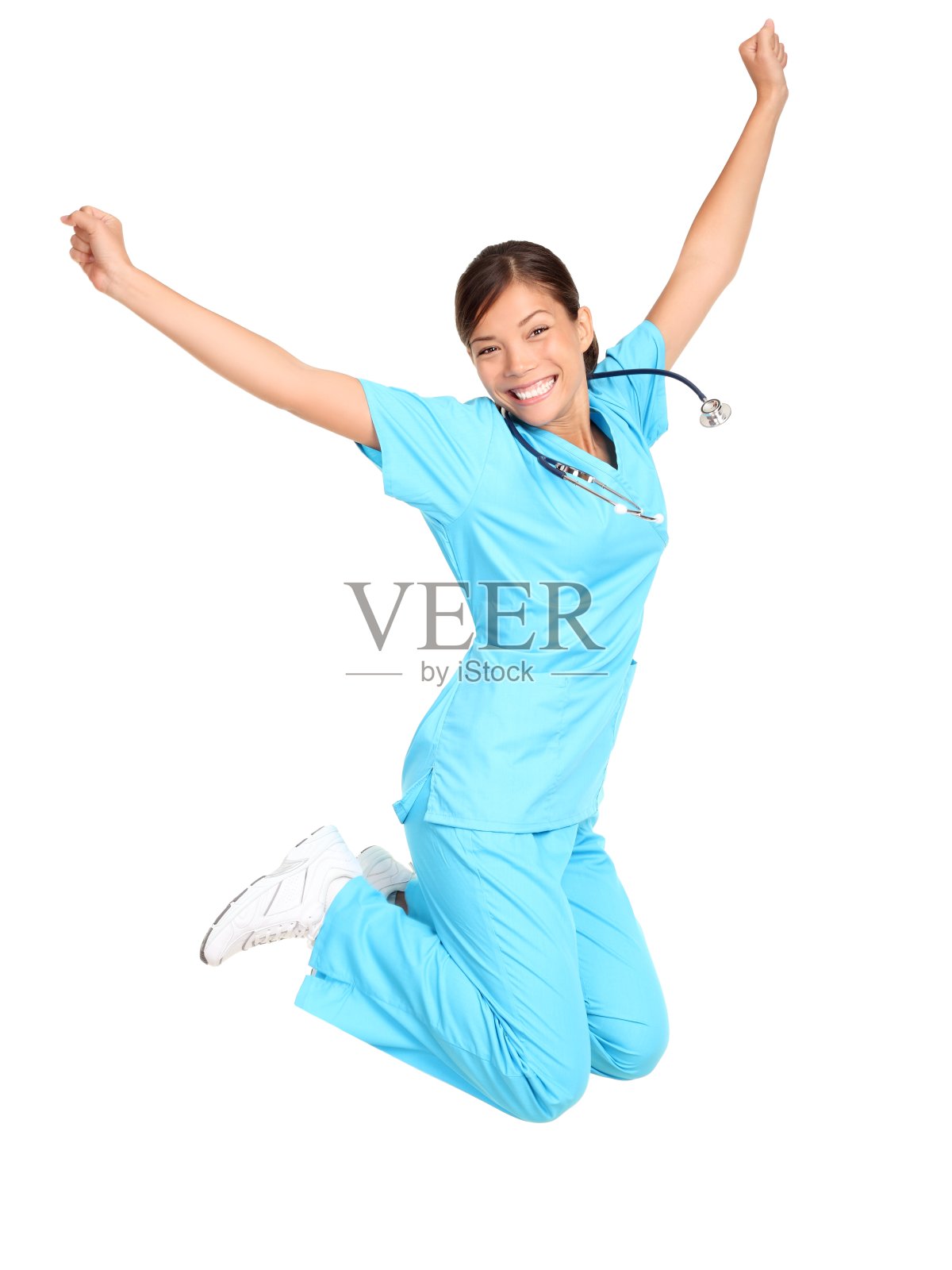 护士高兴的跳照片摄影图片