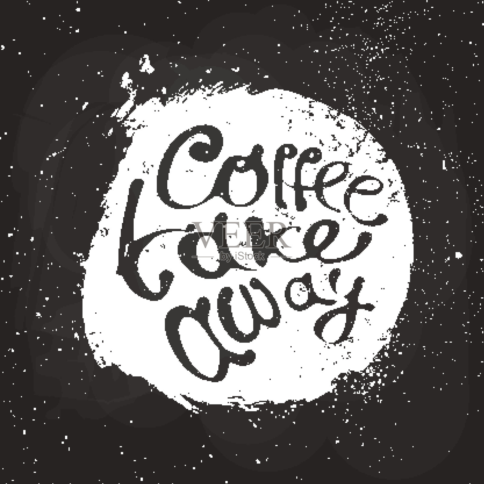 咖啡手绘标志插图与字母插画图片素材