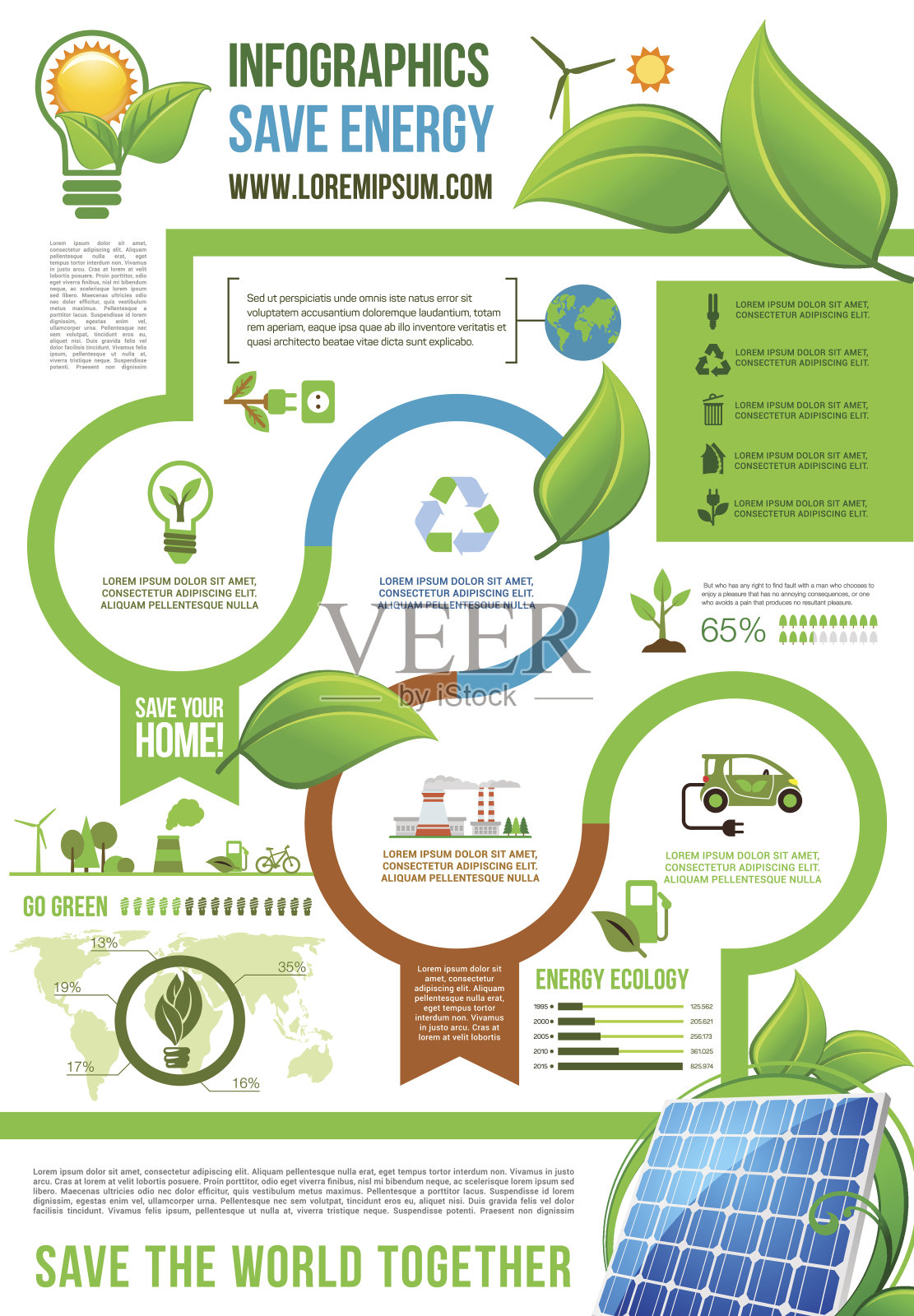 关于自然生态的绿色能源矢量信息图插画图片素材