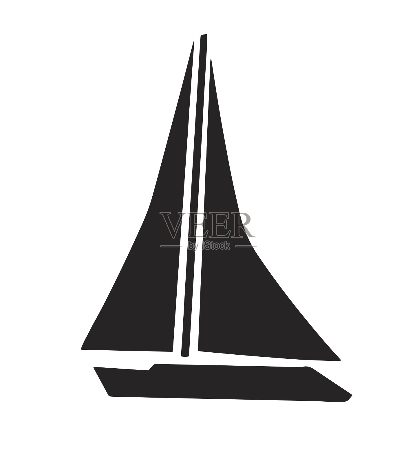 黑色帆船轮廓矢量插画图片素材