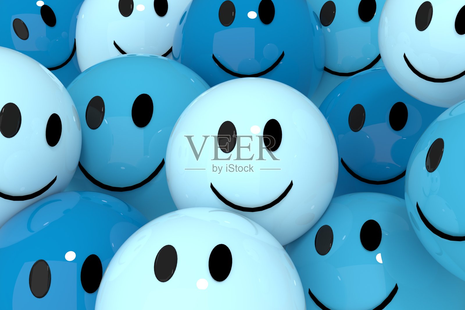blue smileys在社交媒体概念3D渲染插画图片素材