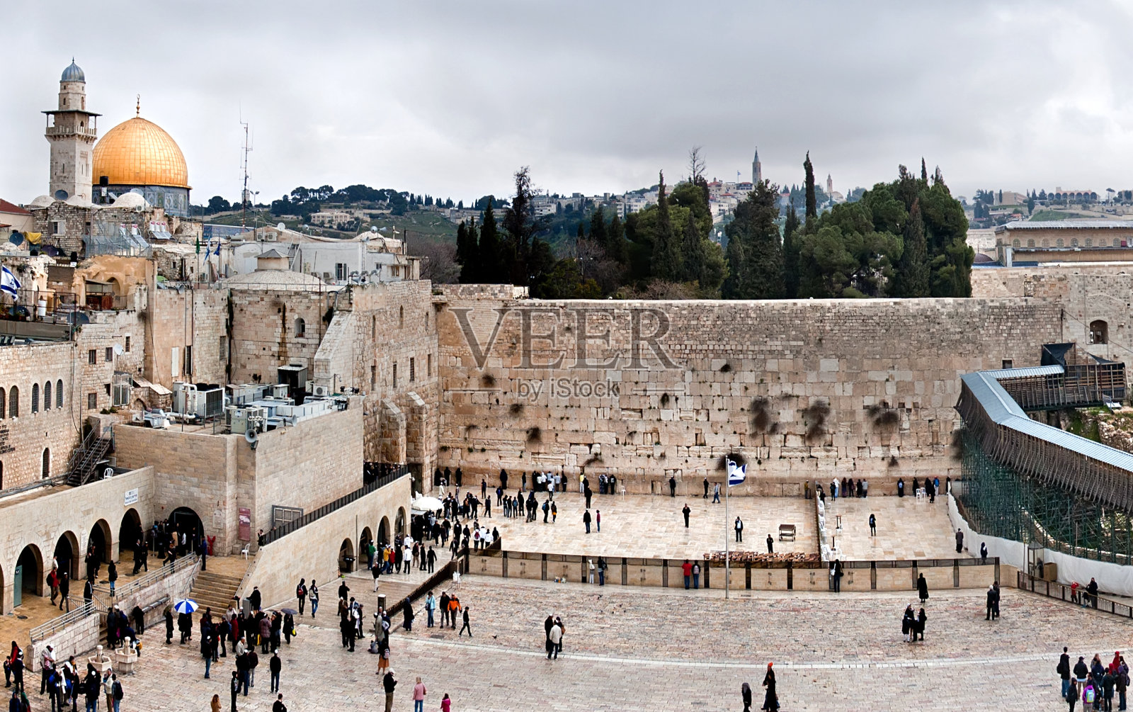 以色列耶路撒冷的西墙和圆顶岩石照片摄影图片