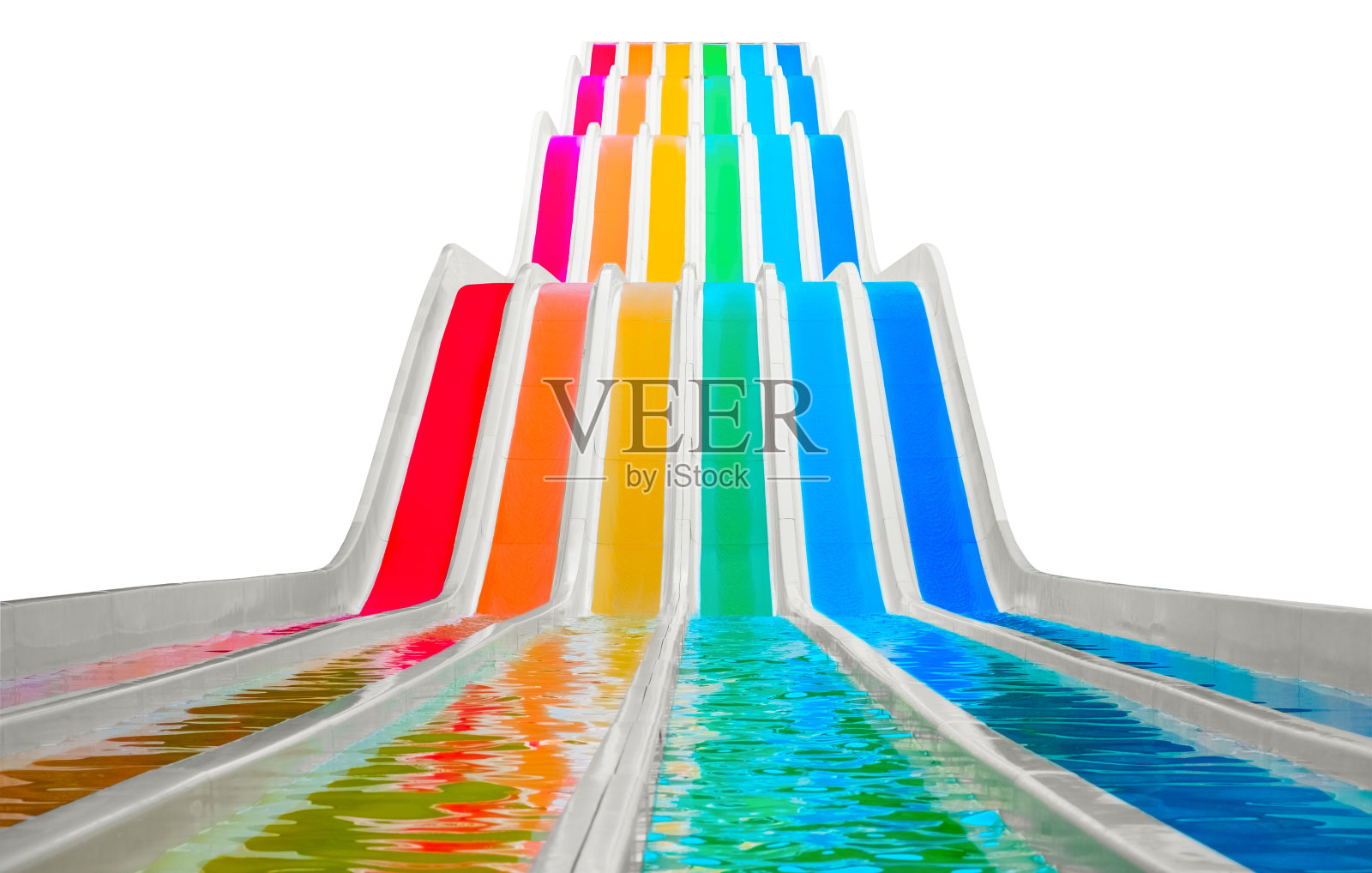 彩色的水滑梯在白色照片摄影图片