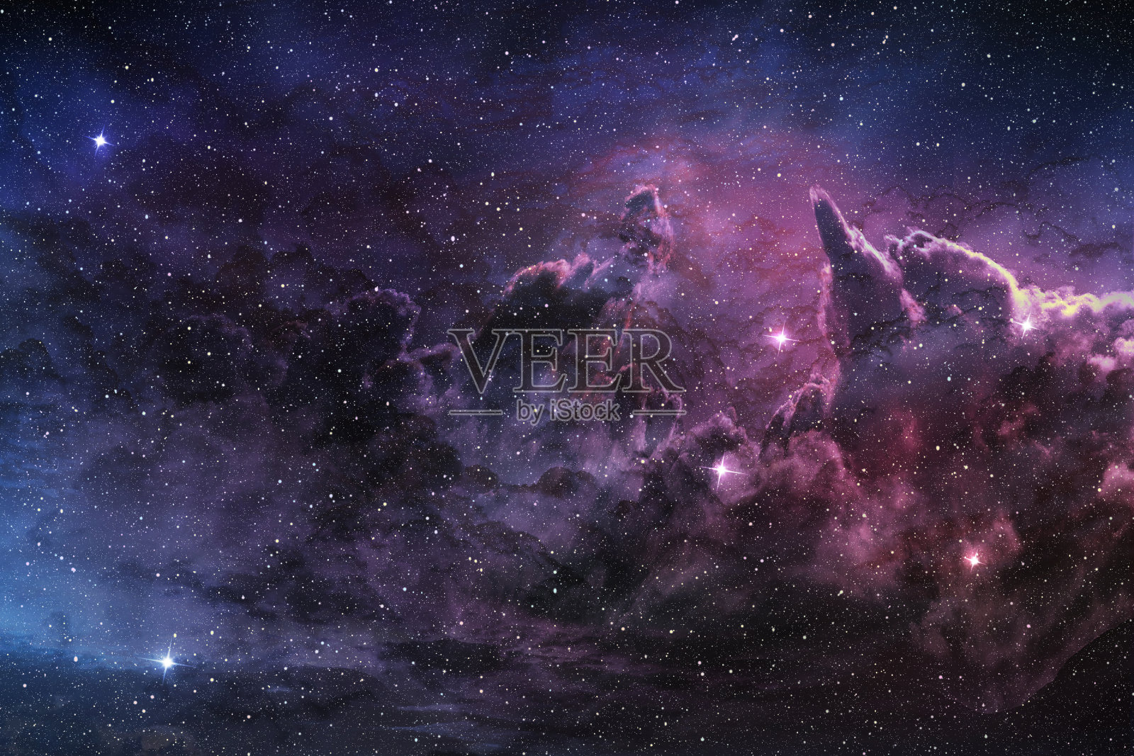 紫色星云和宇宙尘埃背景图片素材