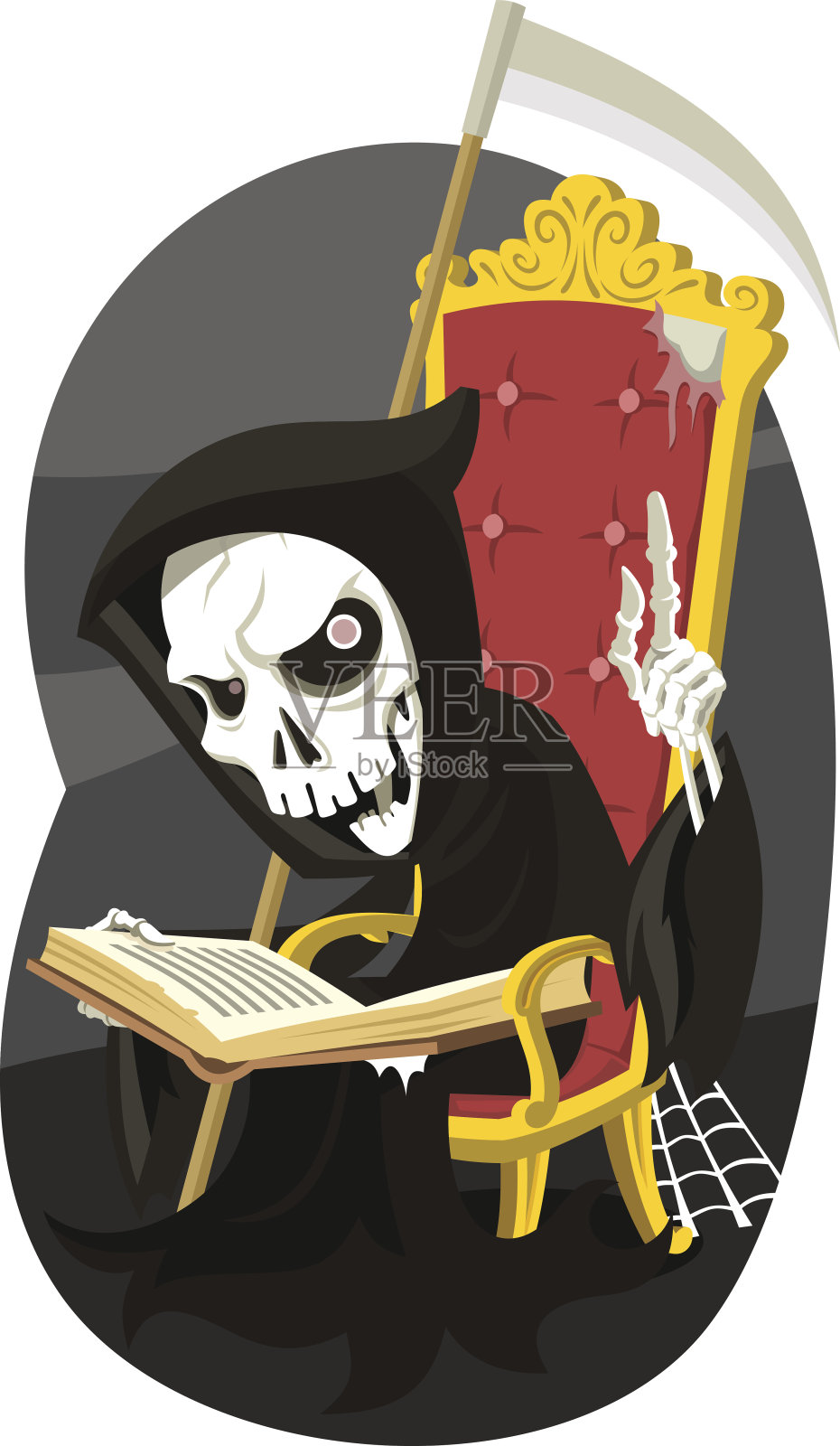 死神在读死神之书插画图片素材