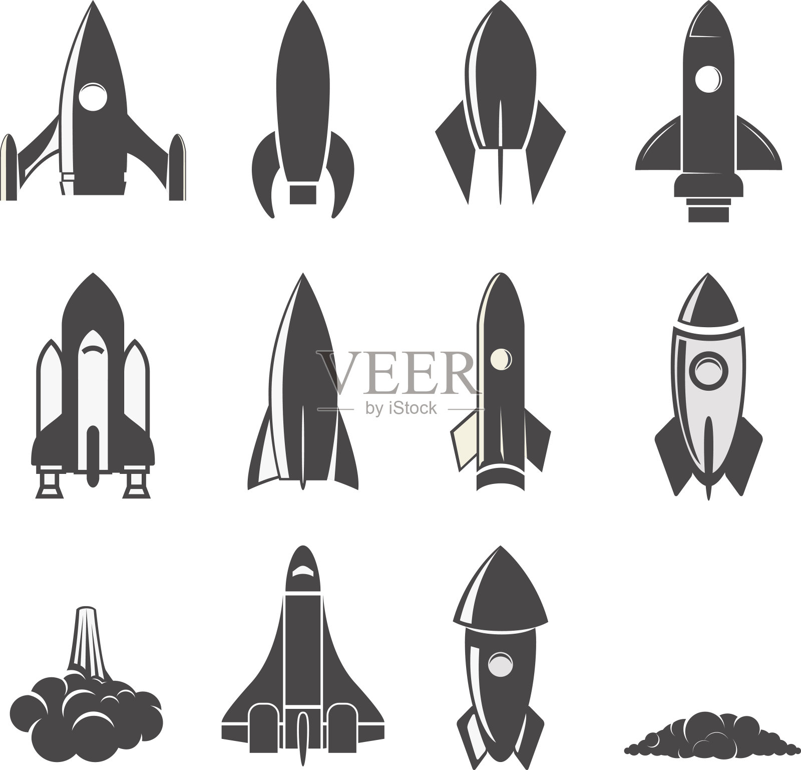 矢量火箭的集合。插画图片素材