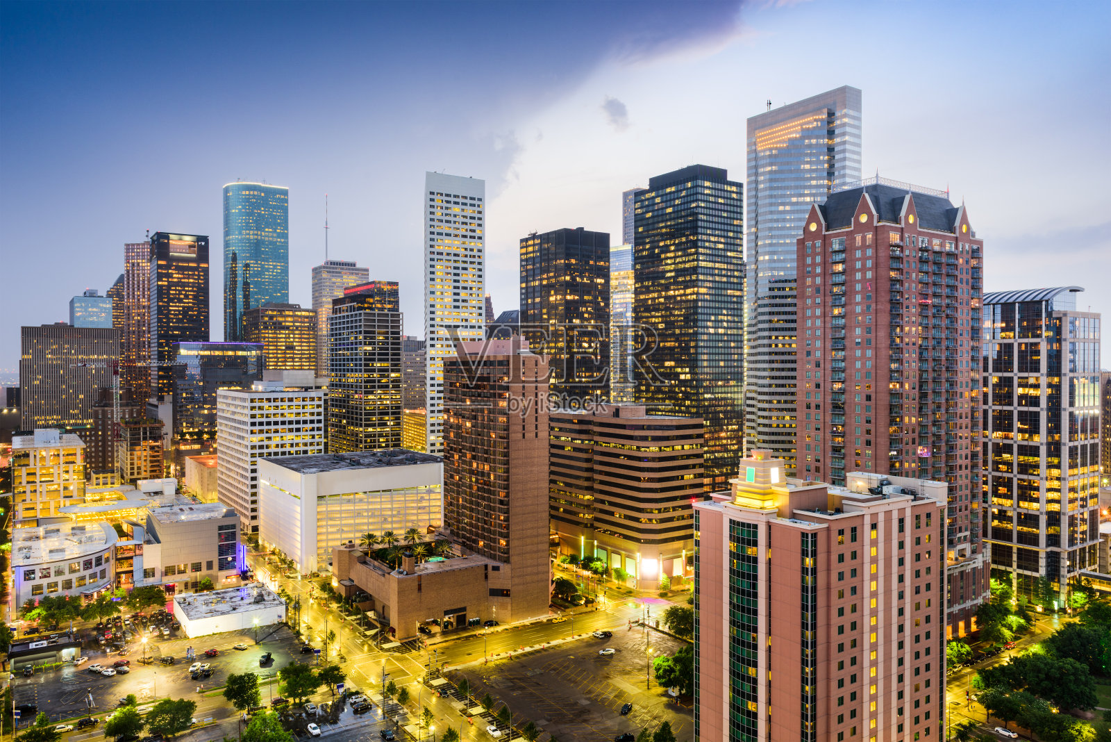 Fonds d'ecran USA Gratte-ciel Soir Houston Villes télécharger photo
