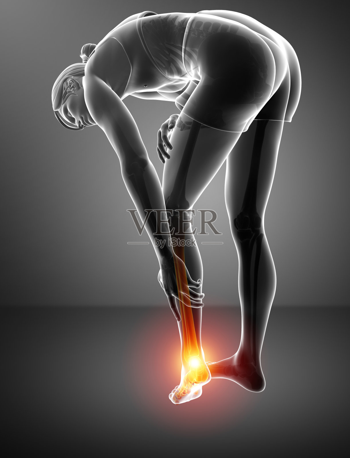 女性脚部脚踝疼痛插画图片素材