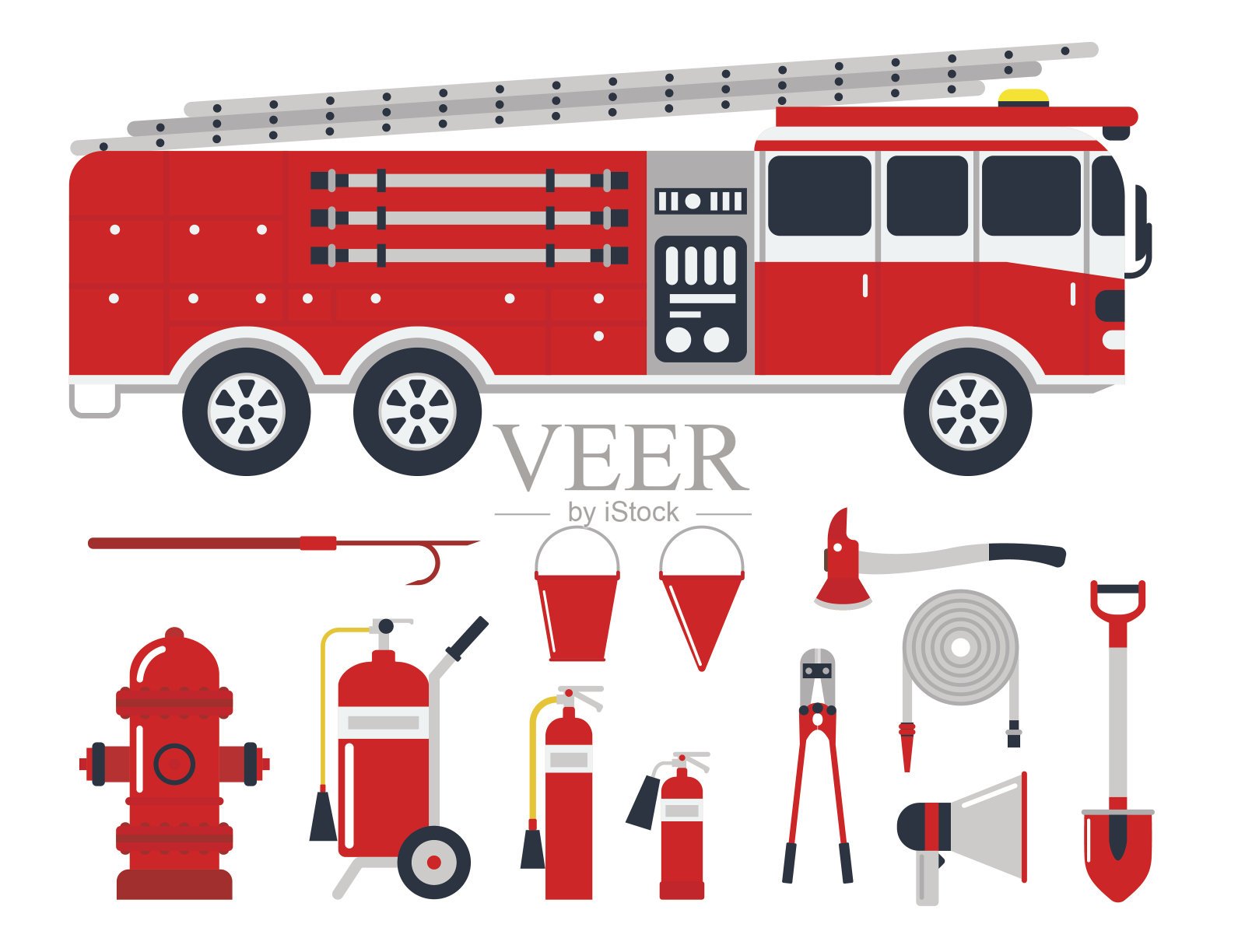 消防安全设备应急工具消防人员安全危险事故防护矢量插图设计元素图片