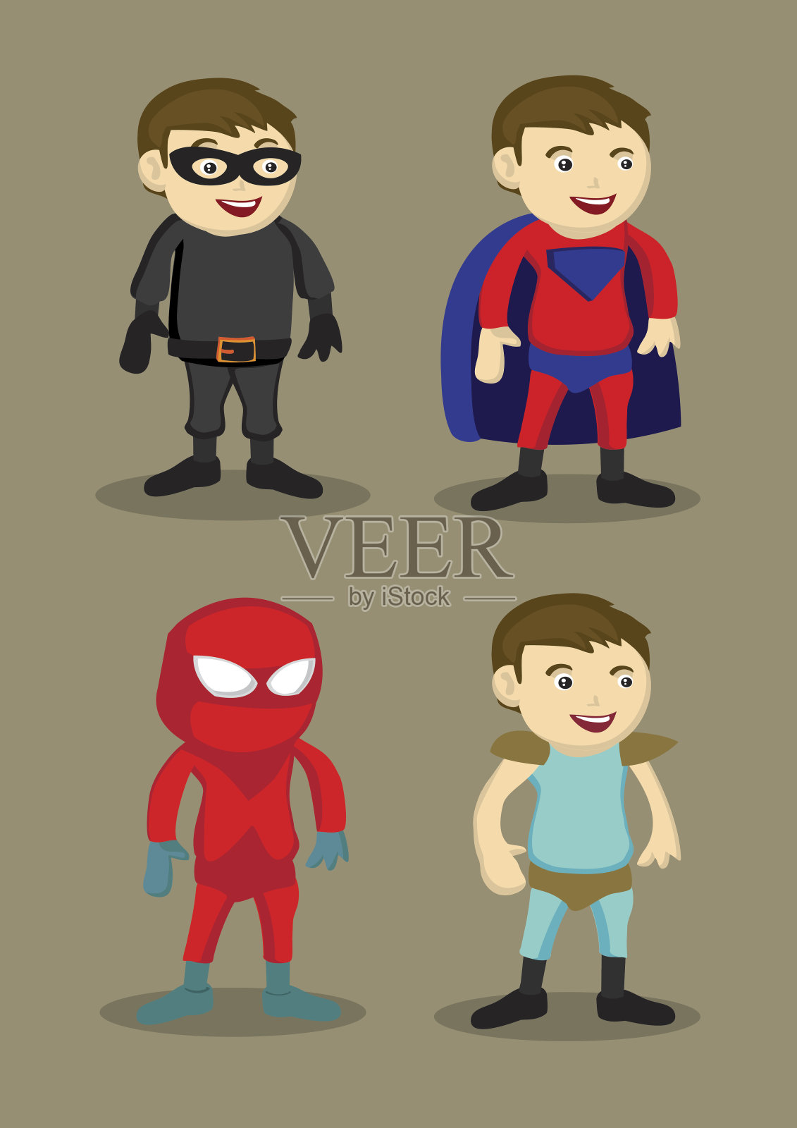 超级英雄角色服装矢量插图设计元素图片