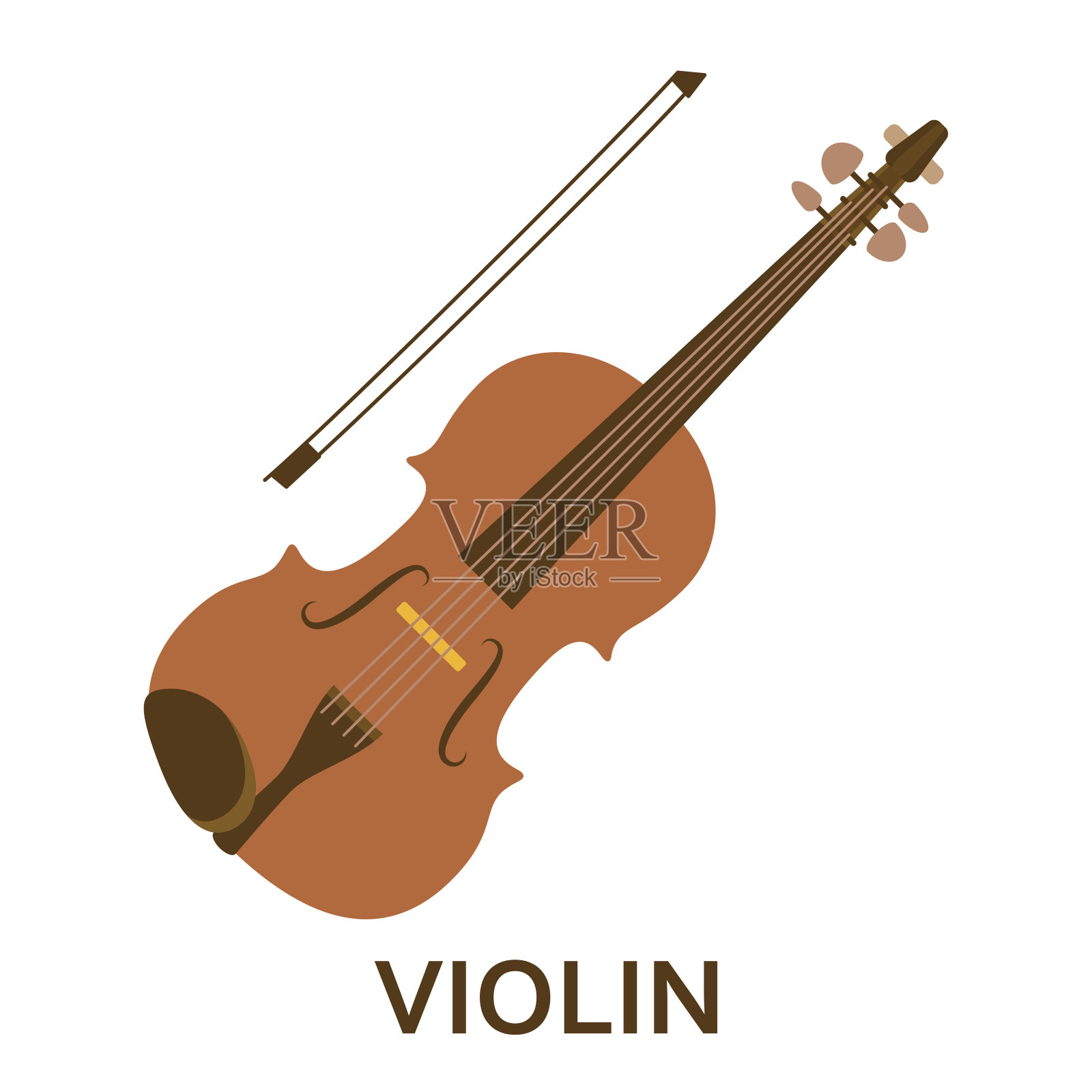 乐器图标。小提琴。矢量平面插图设计元素图片