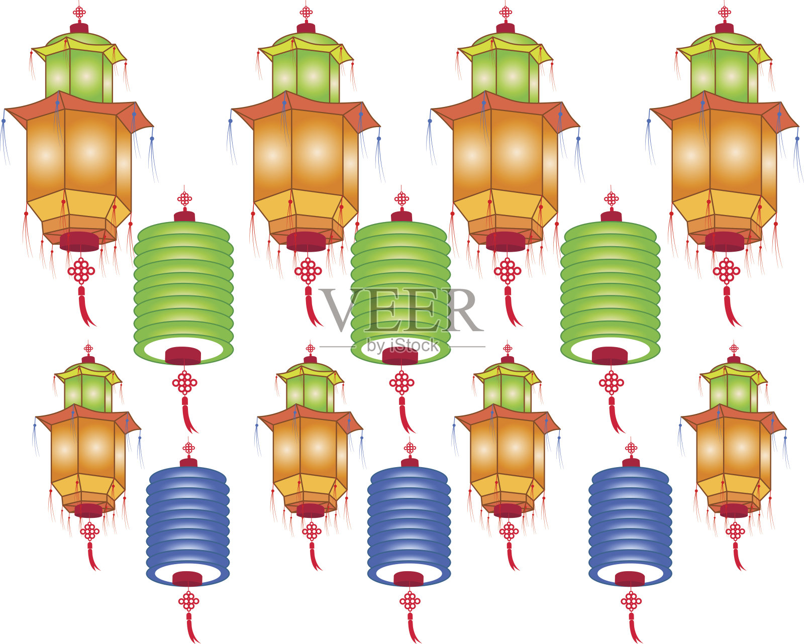 中国中秋节的纸灯笼在白色的背景上设计元素图片