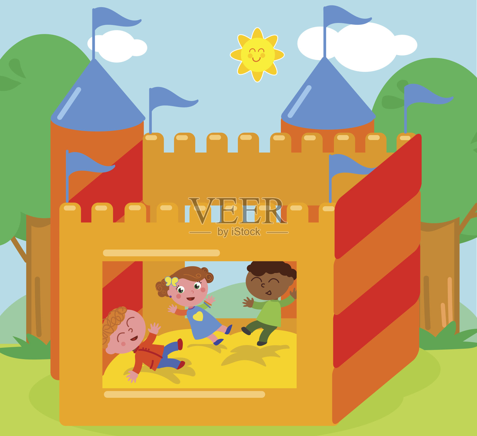 bouncy castle向量插画图片素材