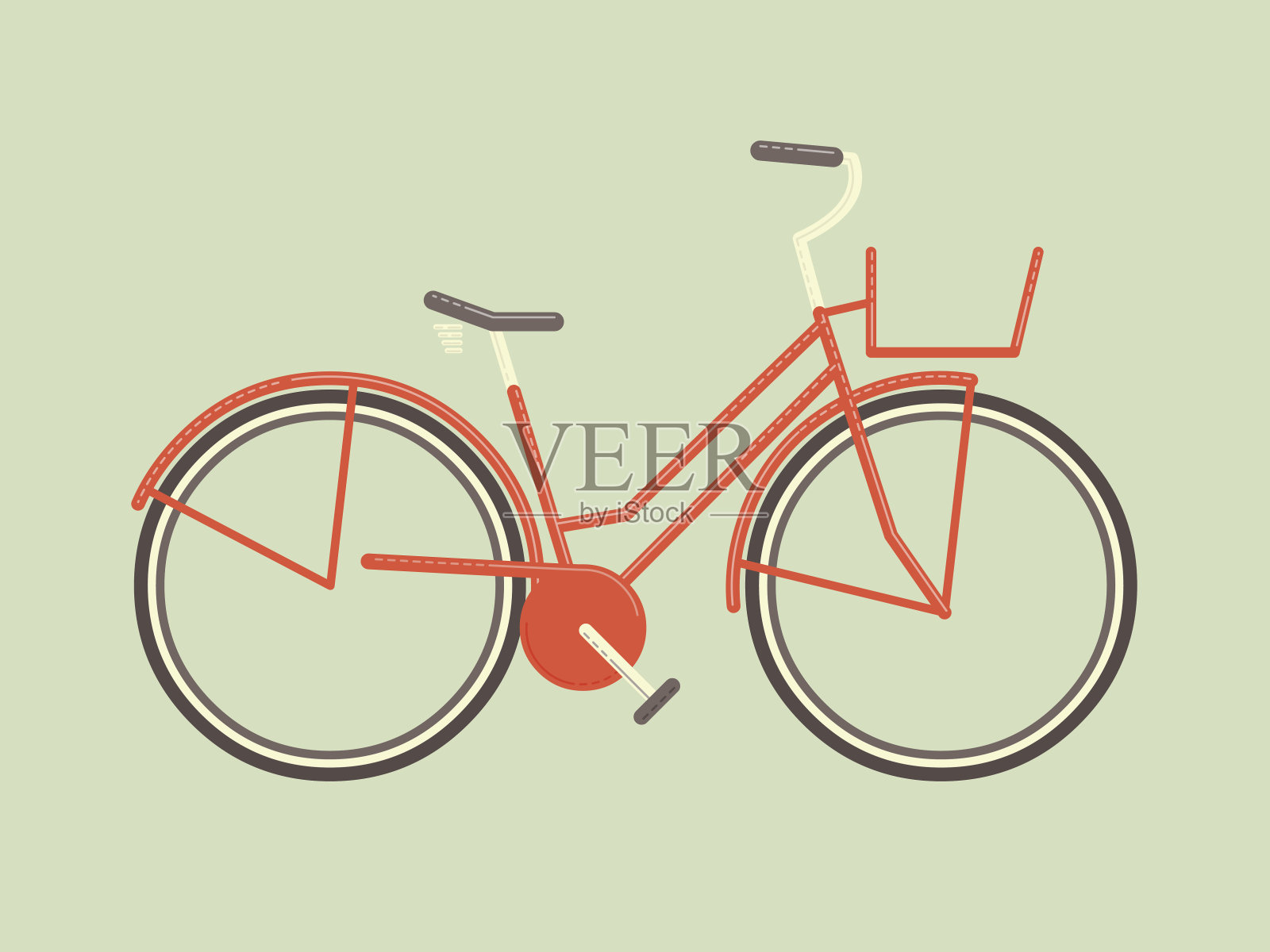 复古女性自行车矢量设计元素图片