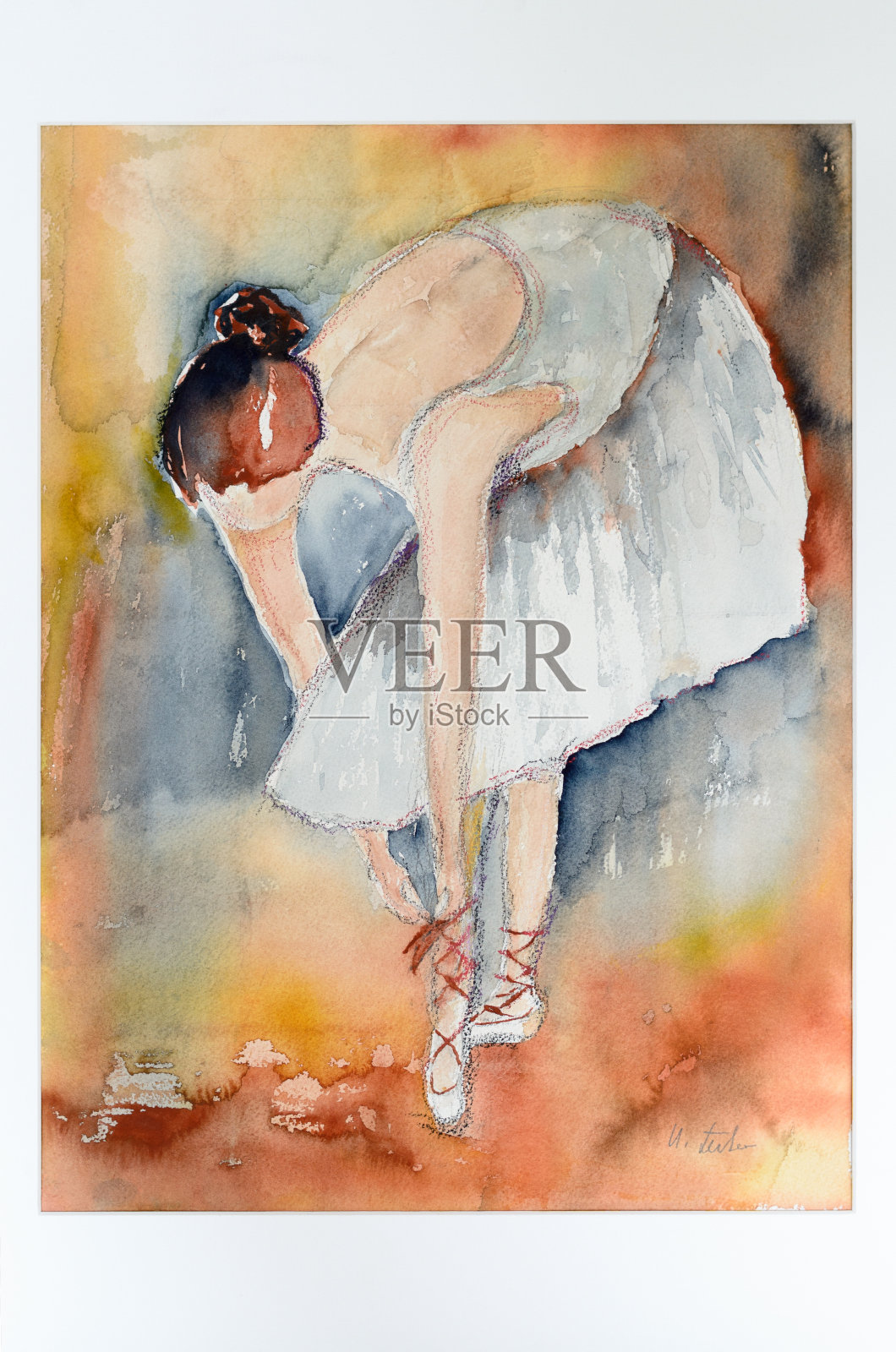 芭蕾舞女演员的现代水彩美术画插画图片素材