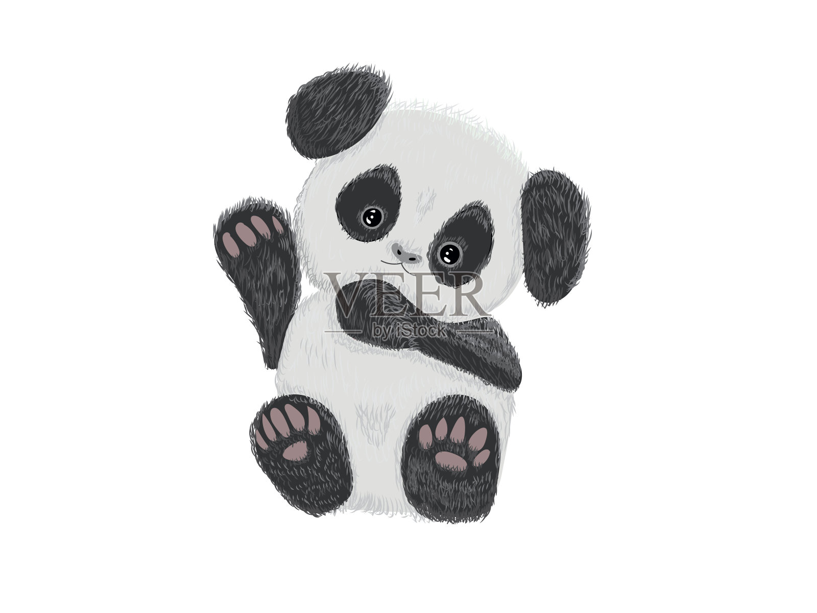 可爱的熊猫宝宝熊手绘矢量插图设计元素图片
