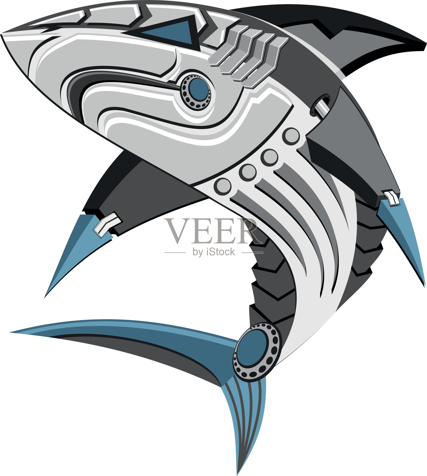 机器人鲨鱼插图插画图片素材