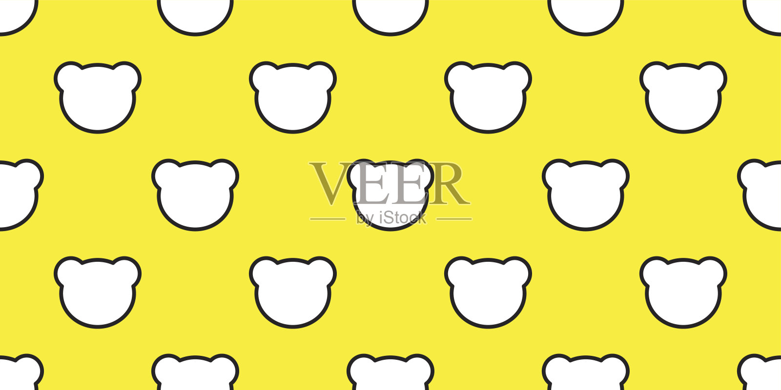 熊北极熊灰向量无缝图案壁纸背景黄色插画图片素材
