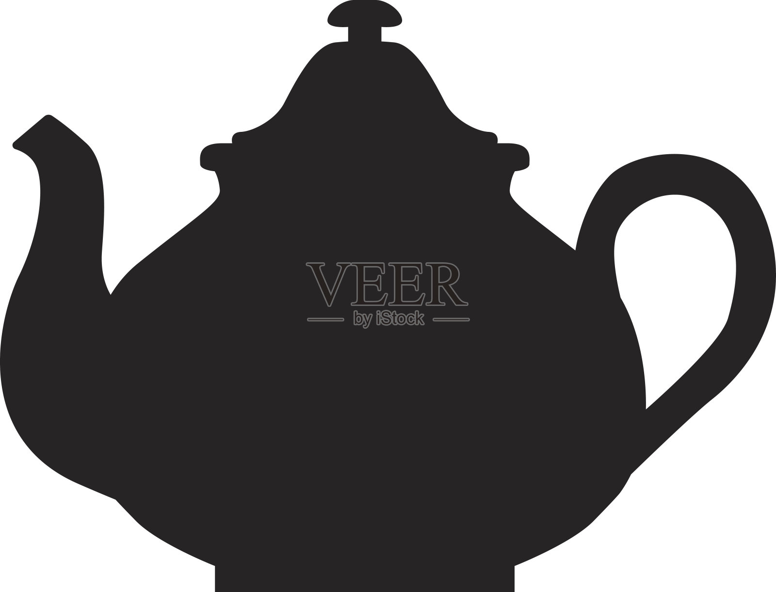 茶壶、茶壶剪影为激光切割、阴影、黑白符号。设计元素图片
