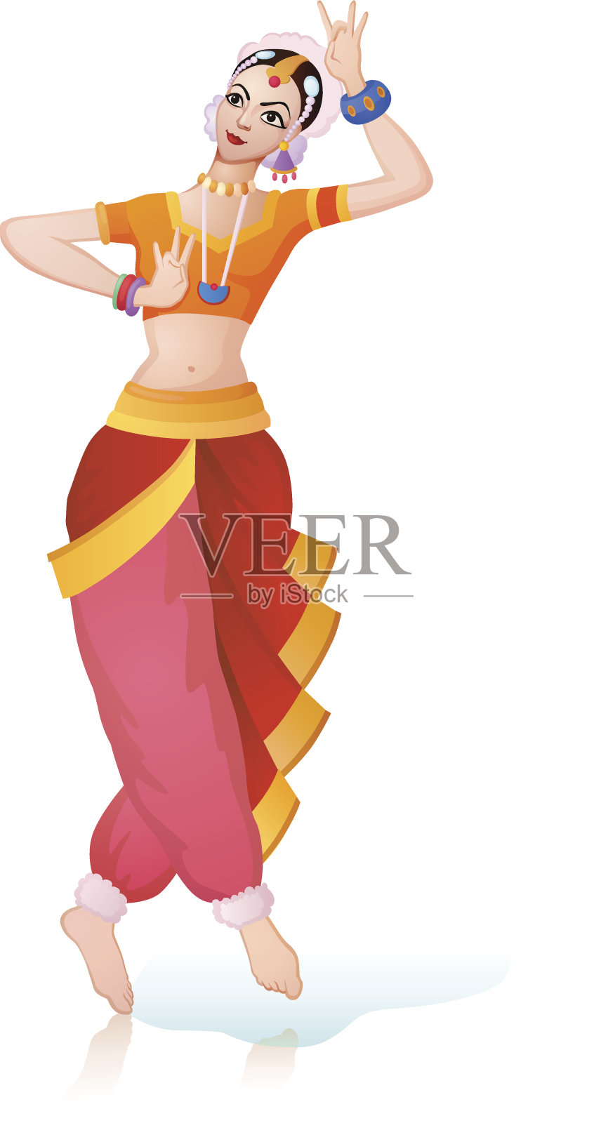 印度女孩的民族舞蹈插画图片素材