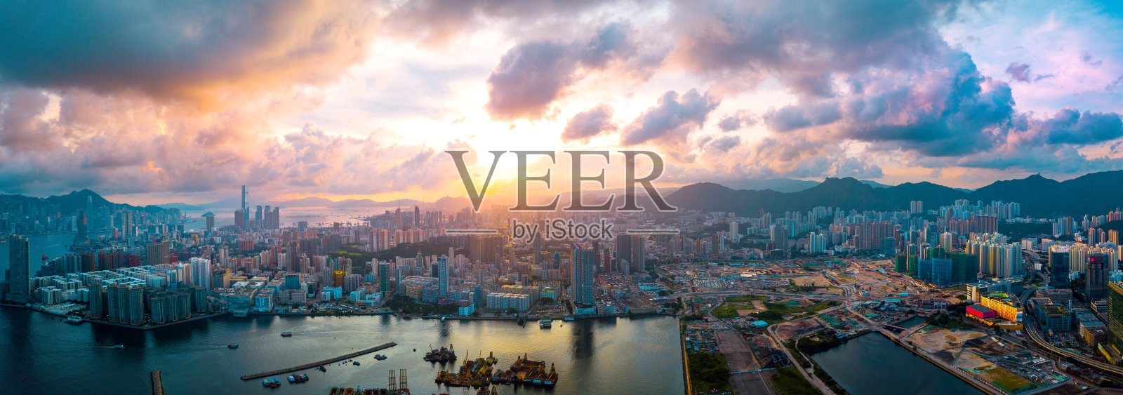 鸟瞰图香港城市景观照片摄影图片