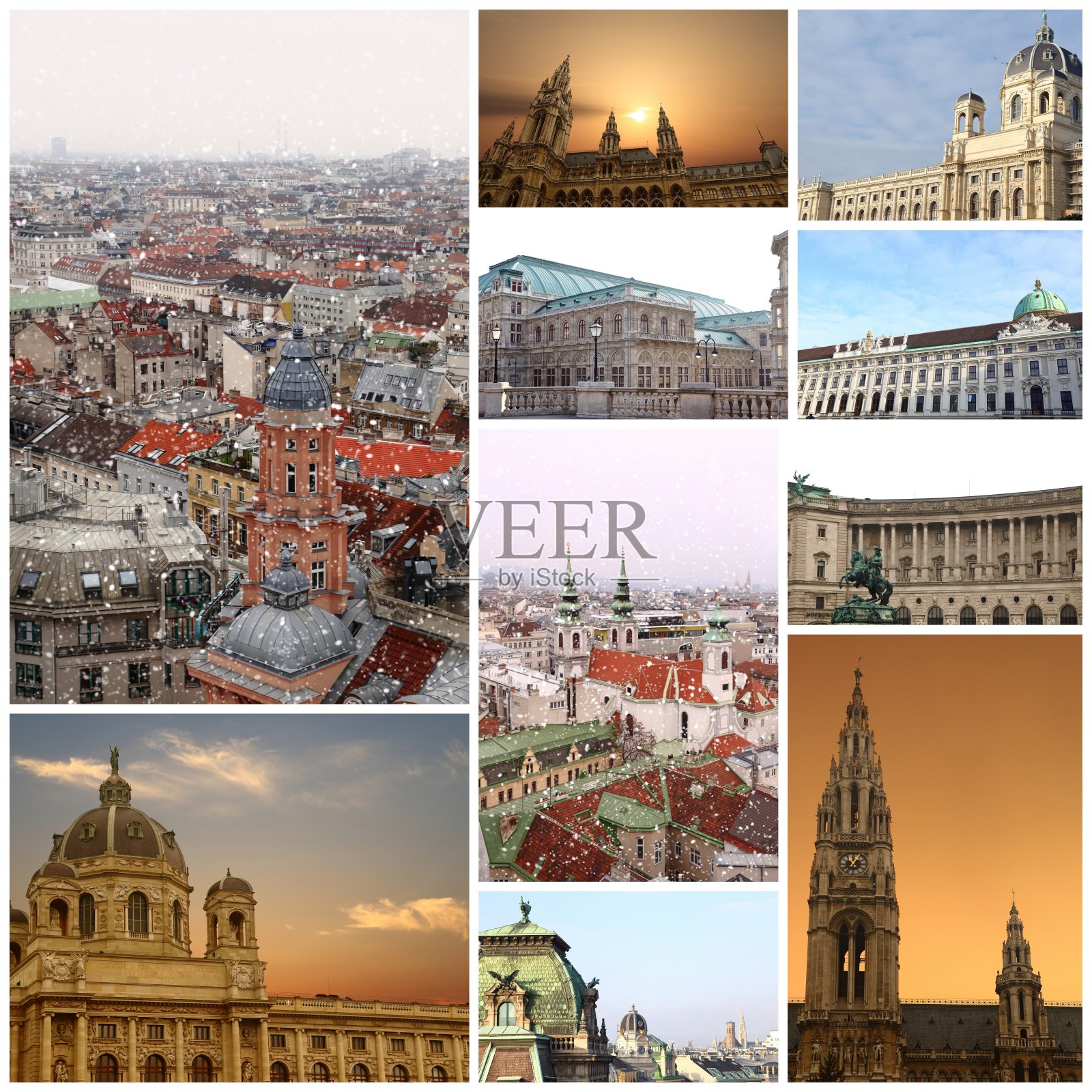 精美的冬季摄影拼贴奥地利维也纳照片摄影图片