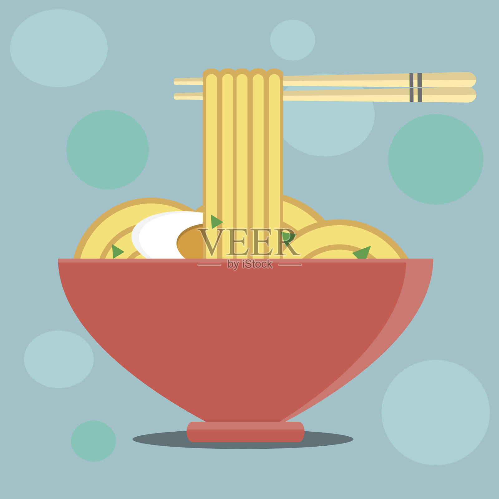 碗面和一双筷子插画图片素材