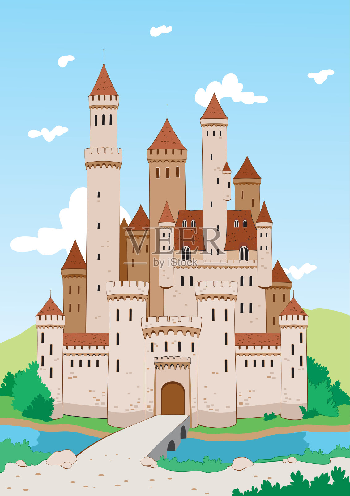 中世纪城堡景观插画图片素材