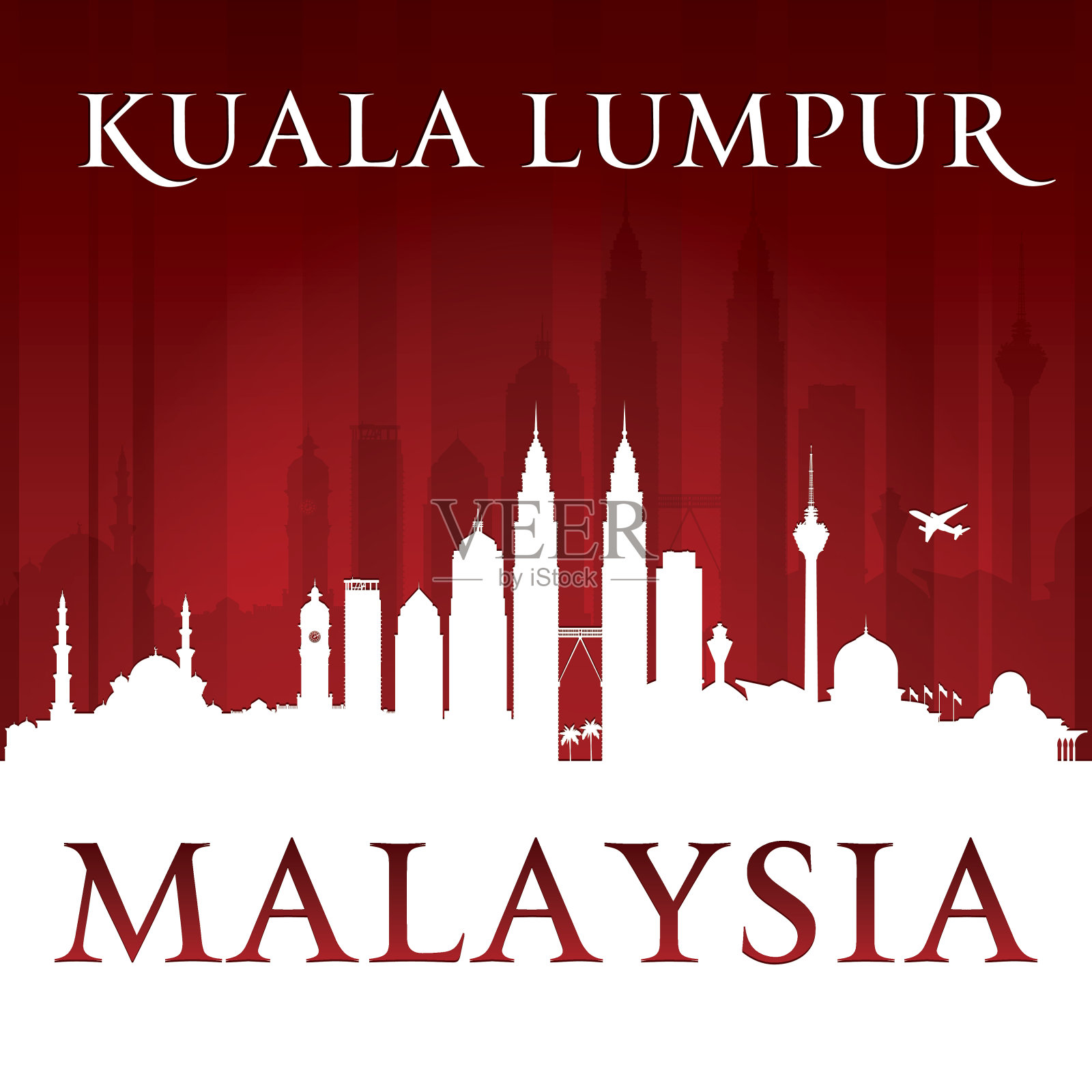 马来西亚吉隆坡天际线silhouette插画图片素材