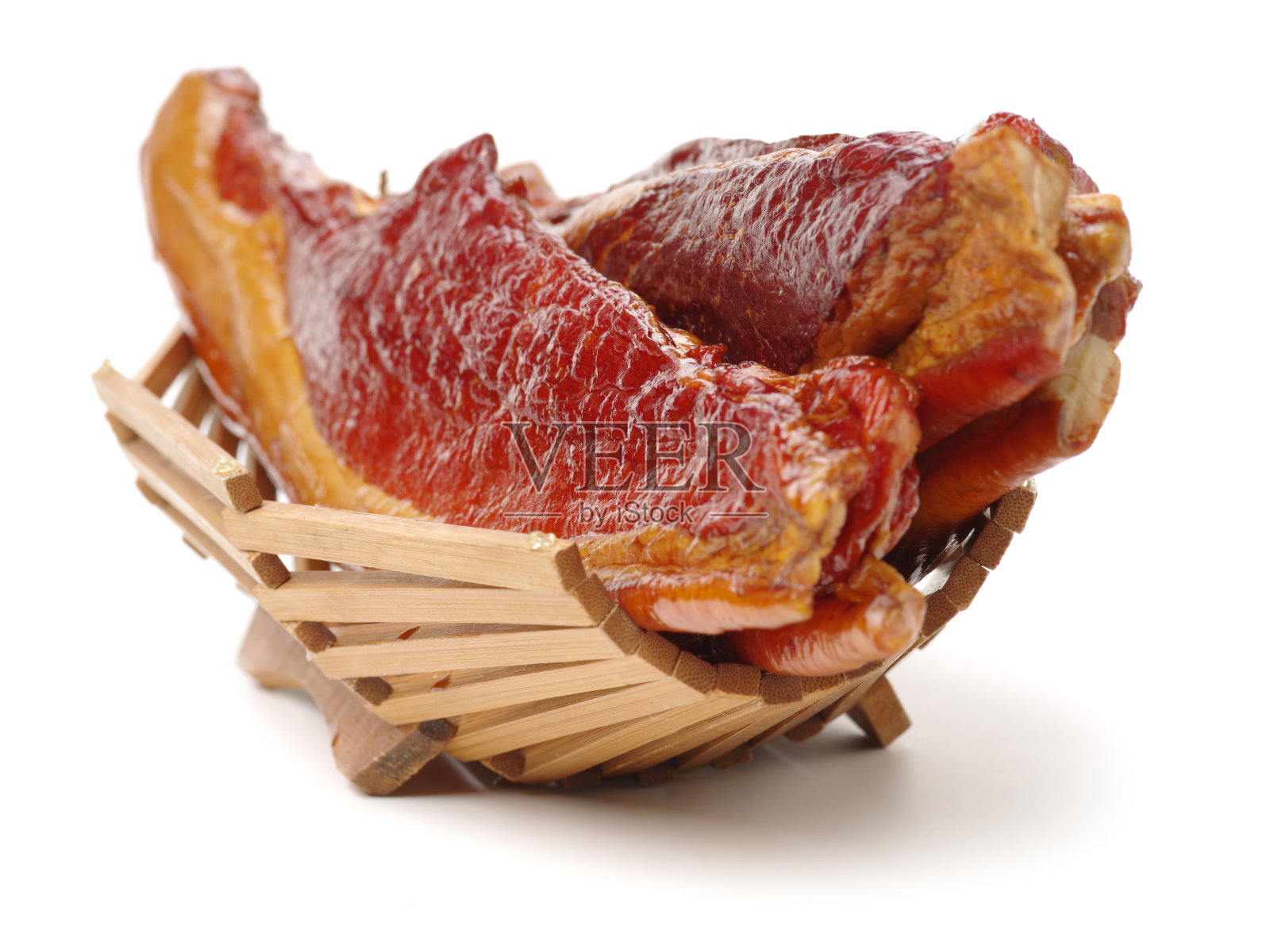 白色背景上的中国传统腌肉照片摄影图片