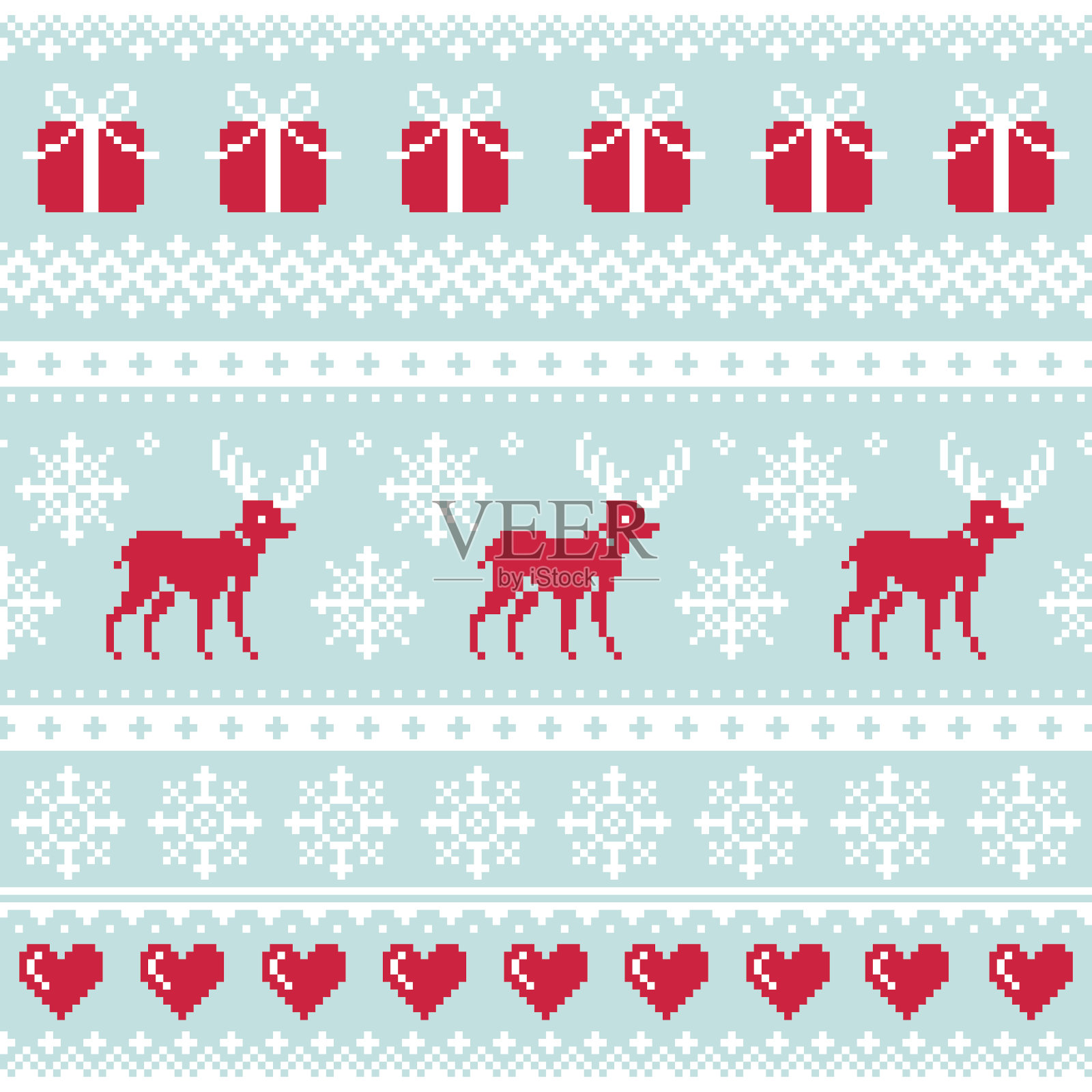 驯鹿图案，圣诞节无缝设计，冬季背景插画图片素材