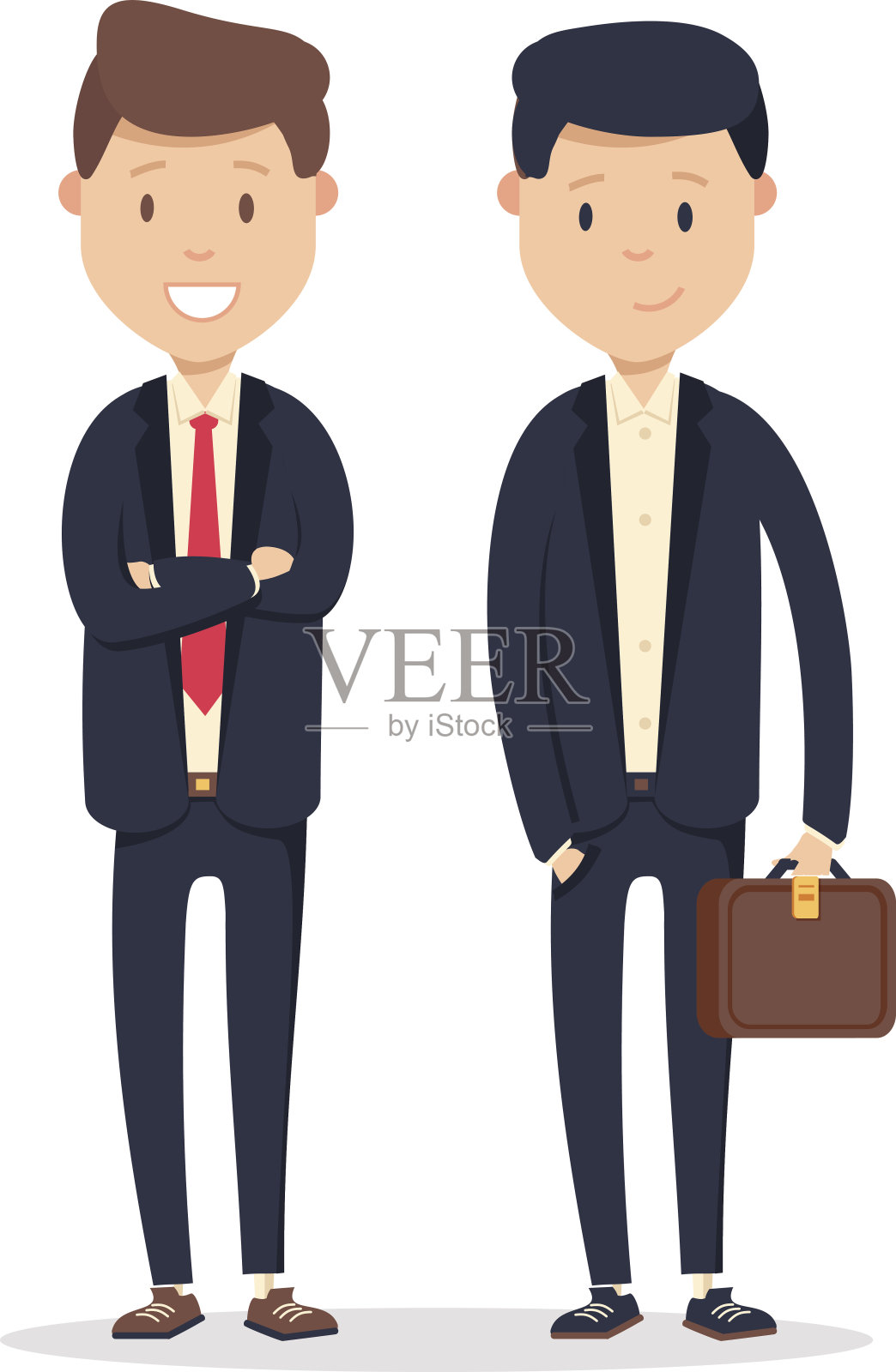 商业公司合作伙伴。两个英俊的男人带着微笑孤立在白色上。插画图片素材