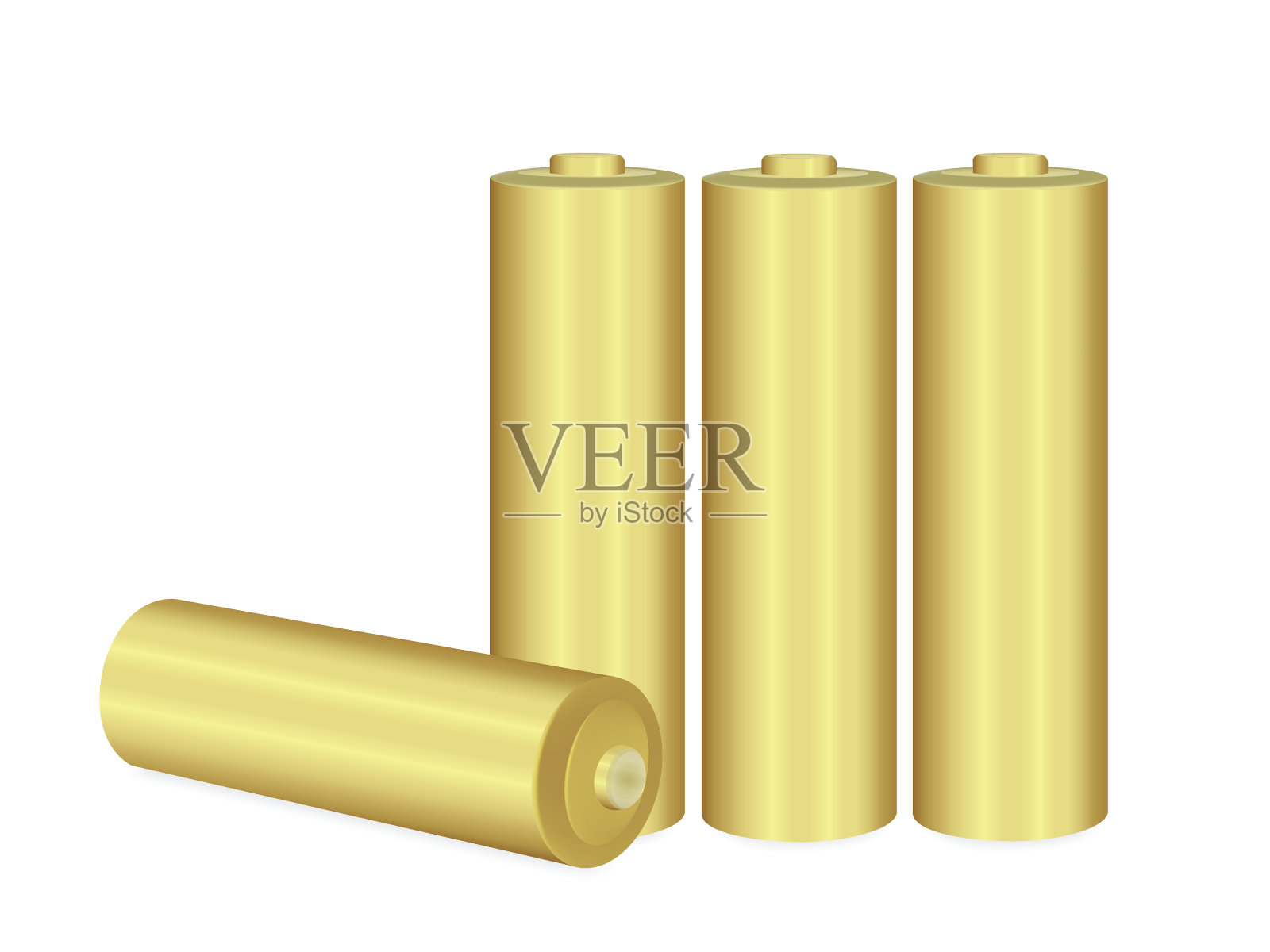 白色背景上的金色AA电池设计元素图片