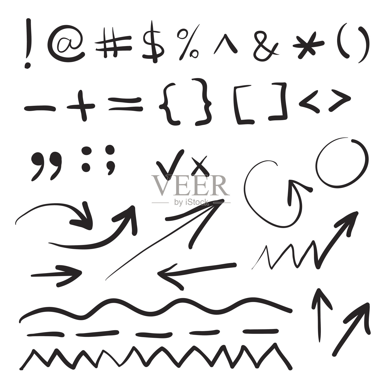 手写记号笔矢量符号设计元素图片