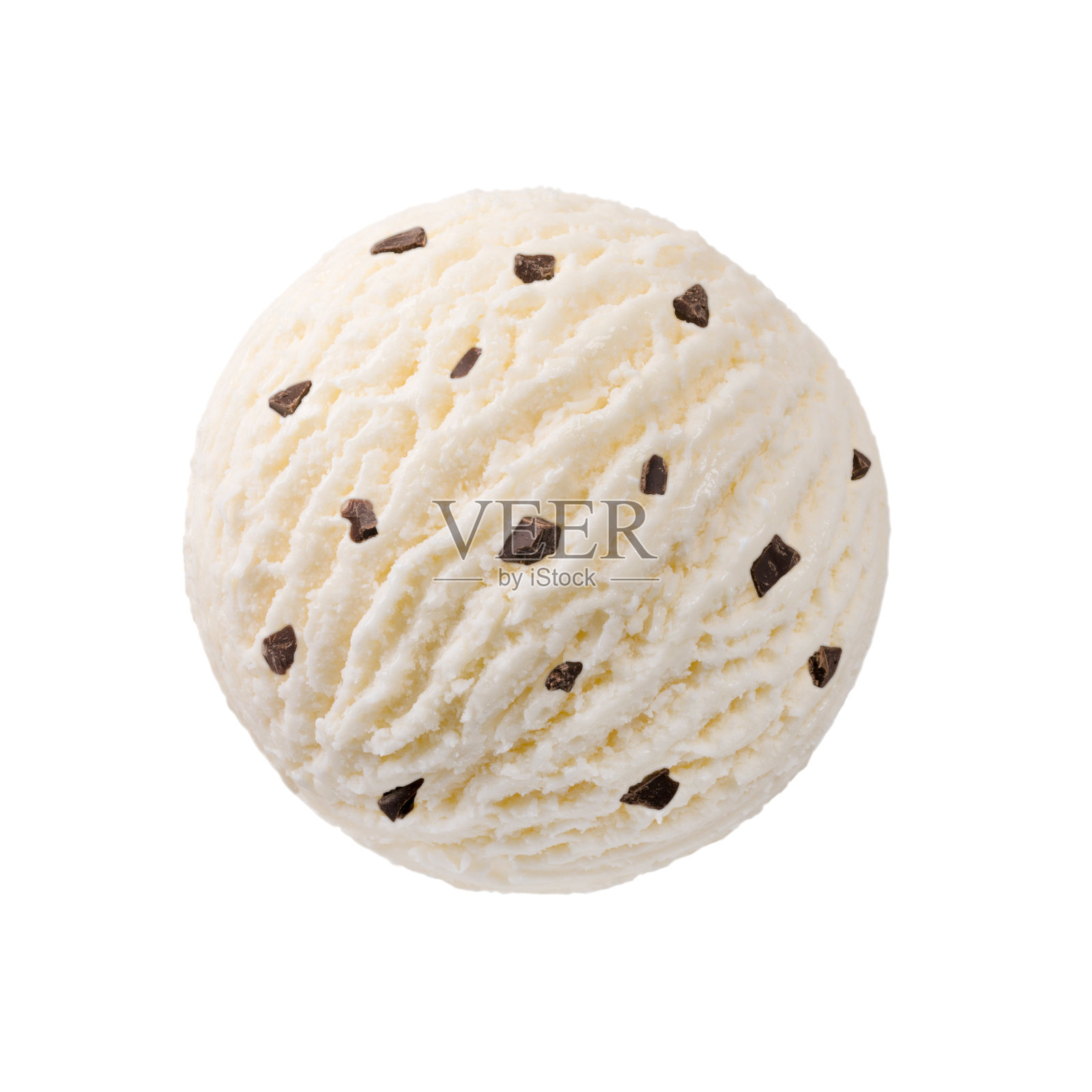 奶油香草冰淇淋球与巧克力块照片摄影图片