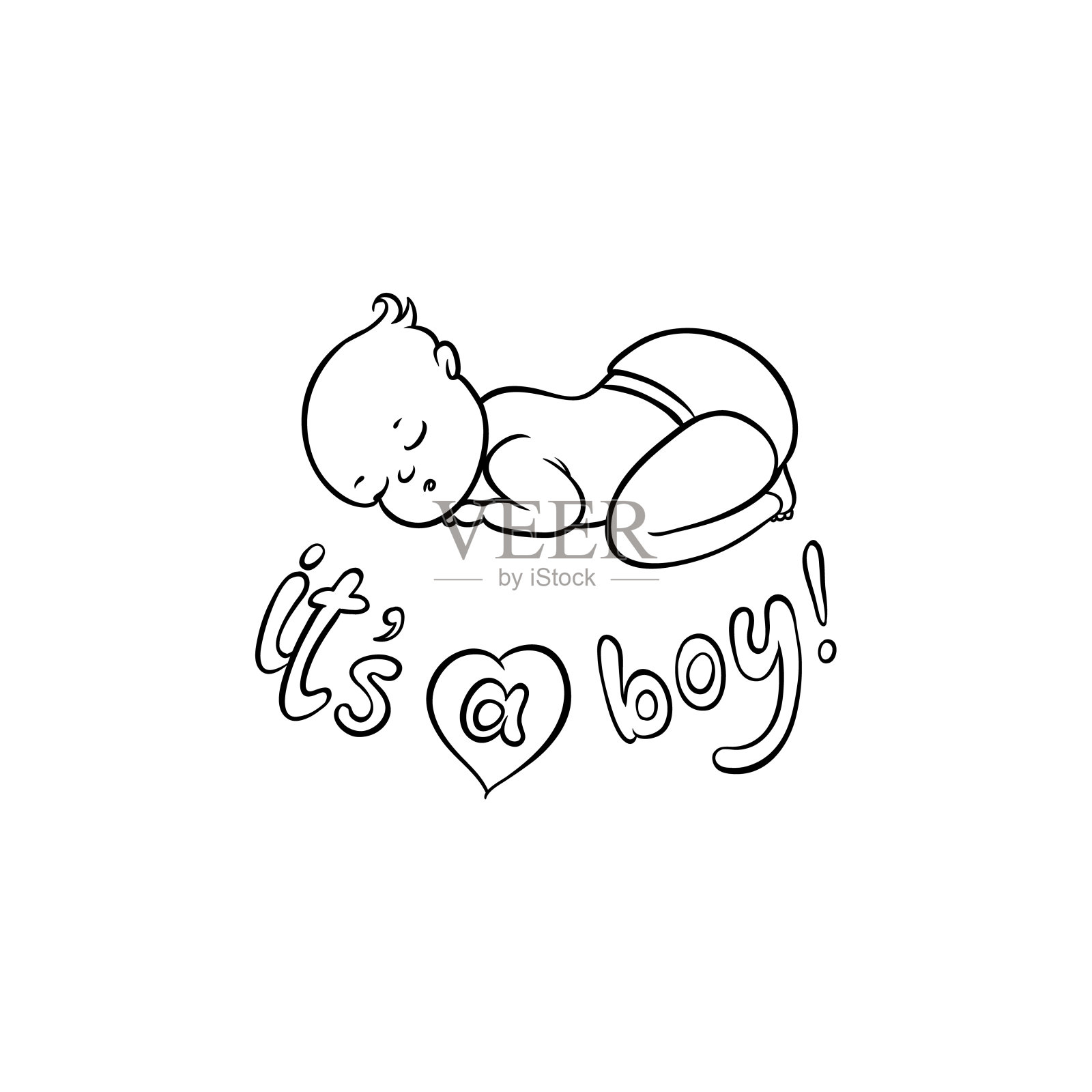 向量平新生儿可爱的男婴在尿布设计元素图片