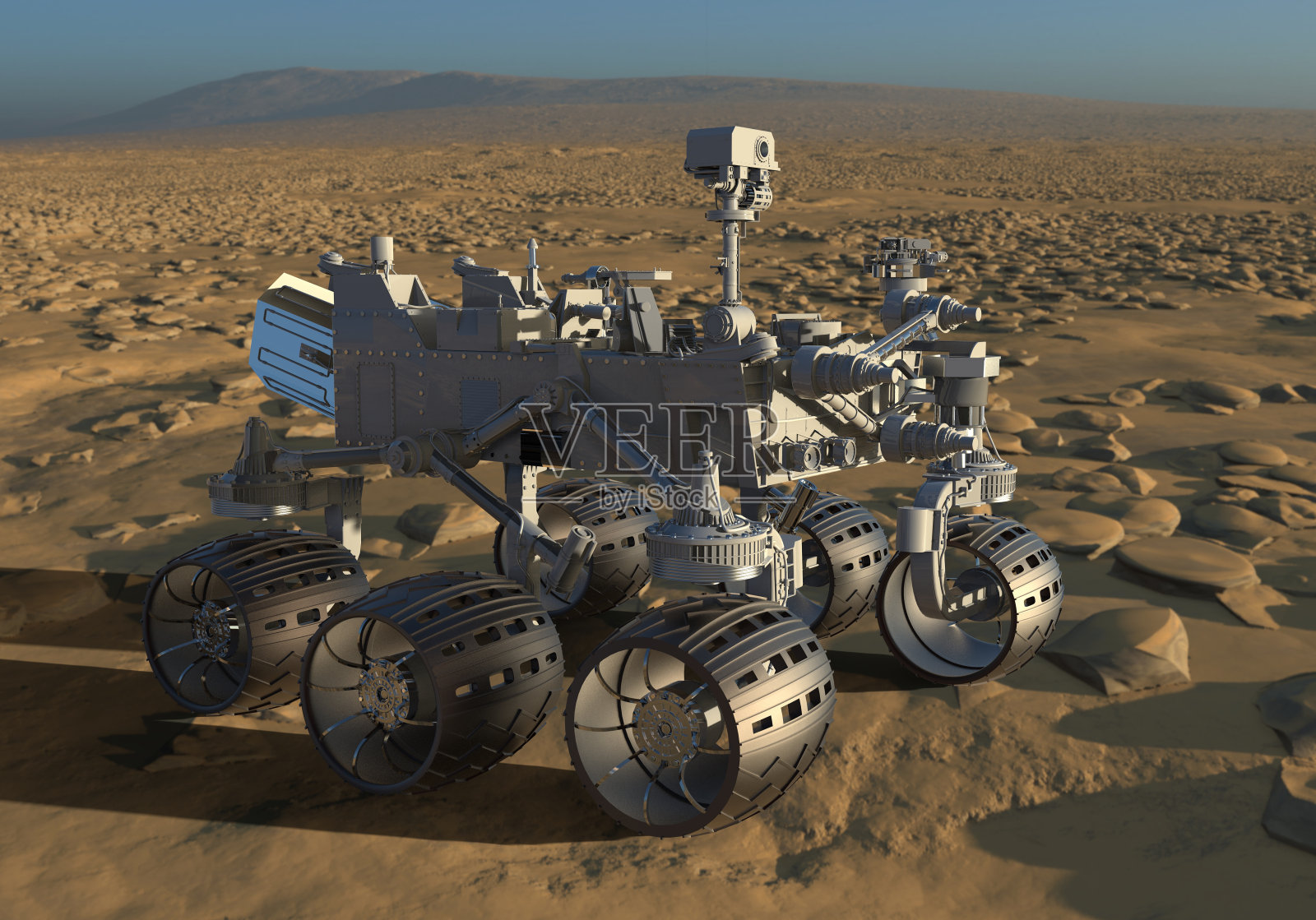 火星漫游者在火星3D插图照片摄影图片