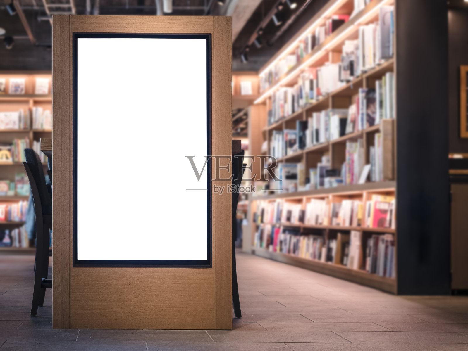 模拟横幅空白媒体灯箱书店内部背景照片摄影图片