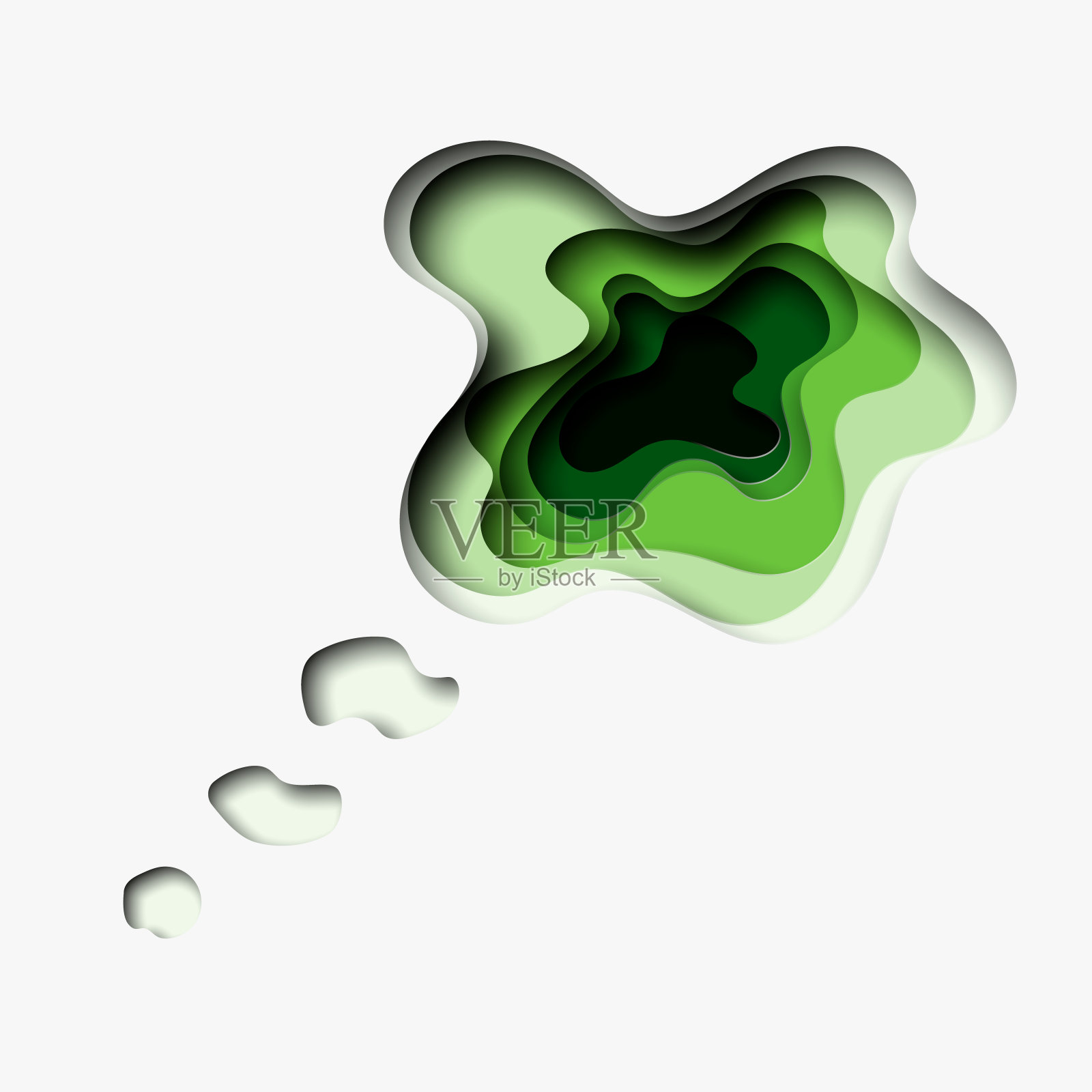 想想绿色3D抽象的绿色波浪背景与剪纸形状。认为泡沫。矢量设计布局插画图片素材