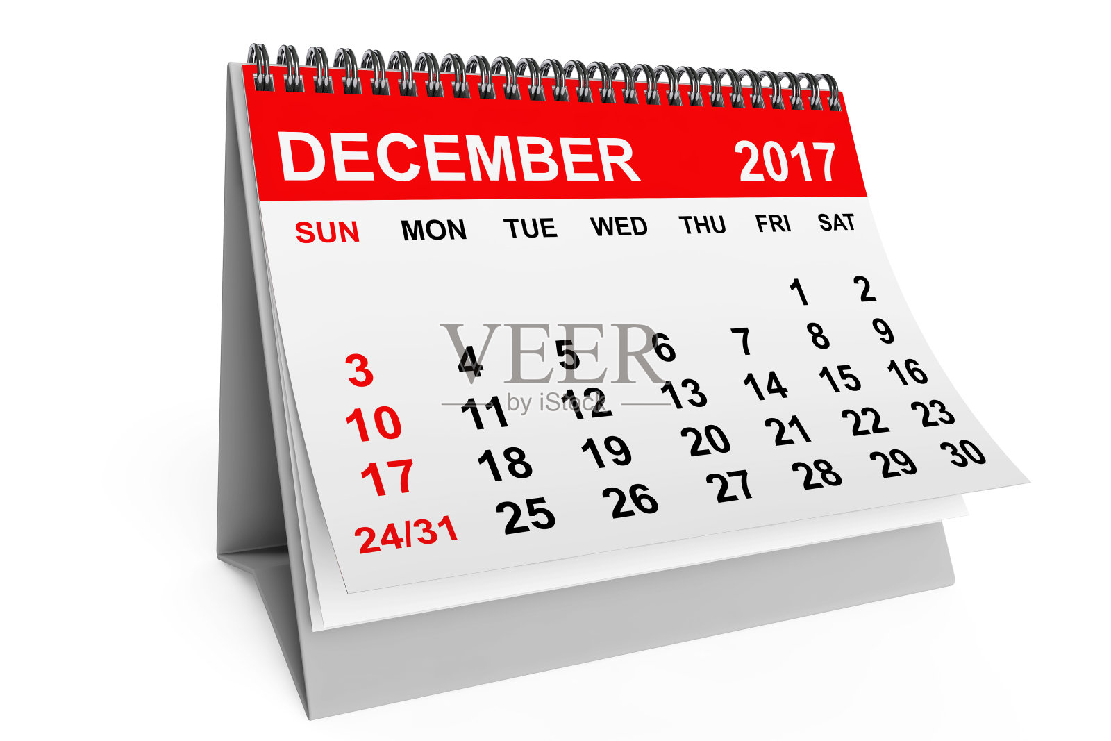 2017年12月的日历。三维渲染照片摄影图片