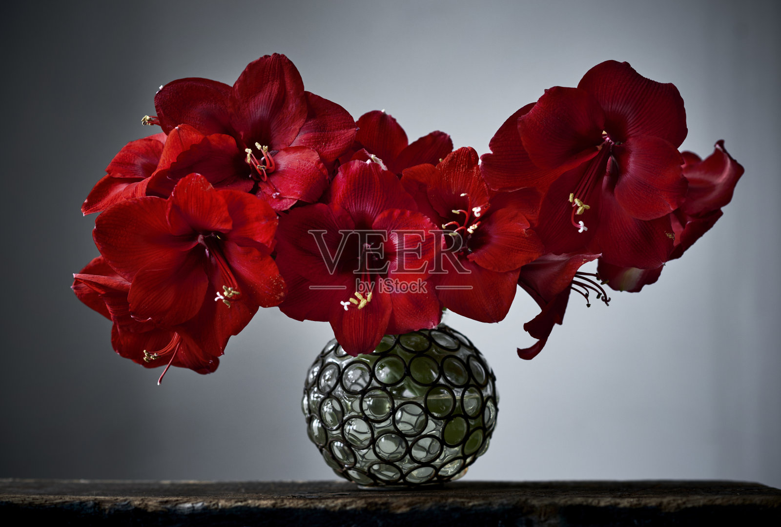 优雅的冬花在一个圆形玻璃花瓶照片摄影图片